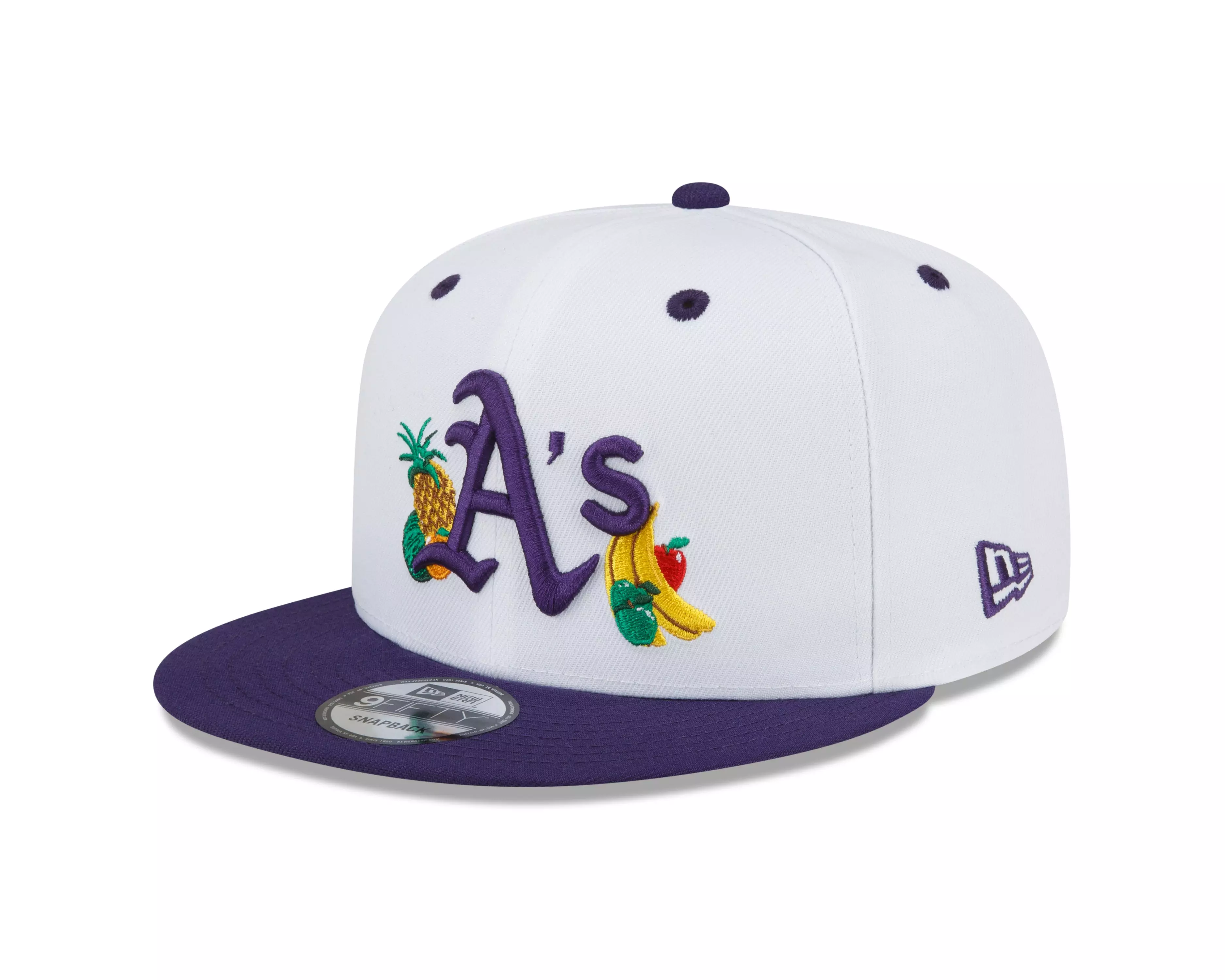 New Era Oakland Athletics 9FIFTY Tropical Snapback Hat - White/Purple - WHITE/PURPLE