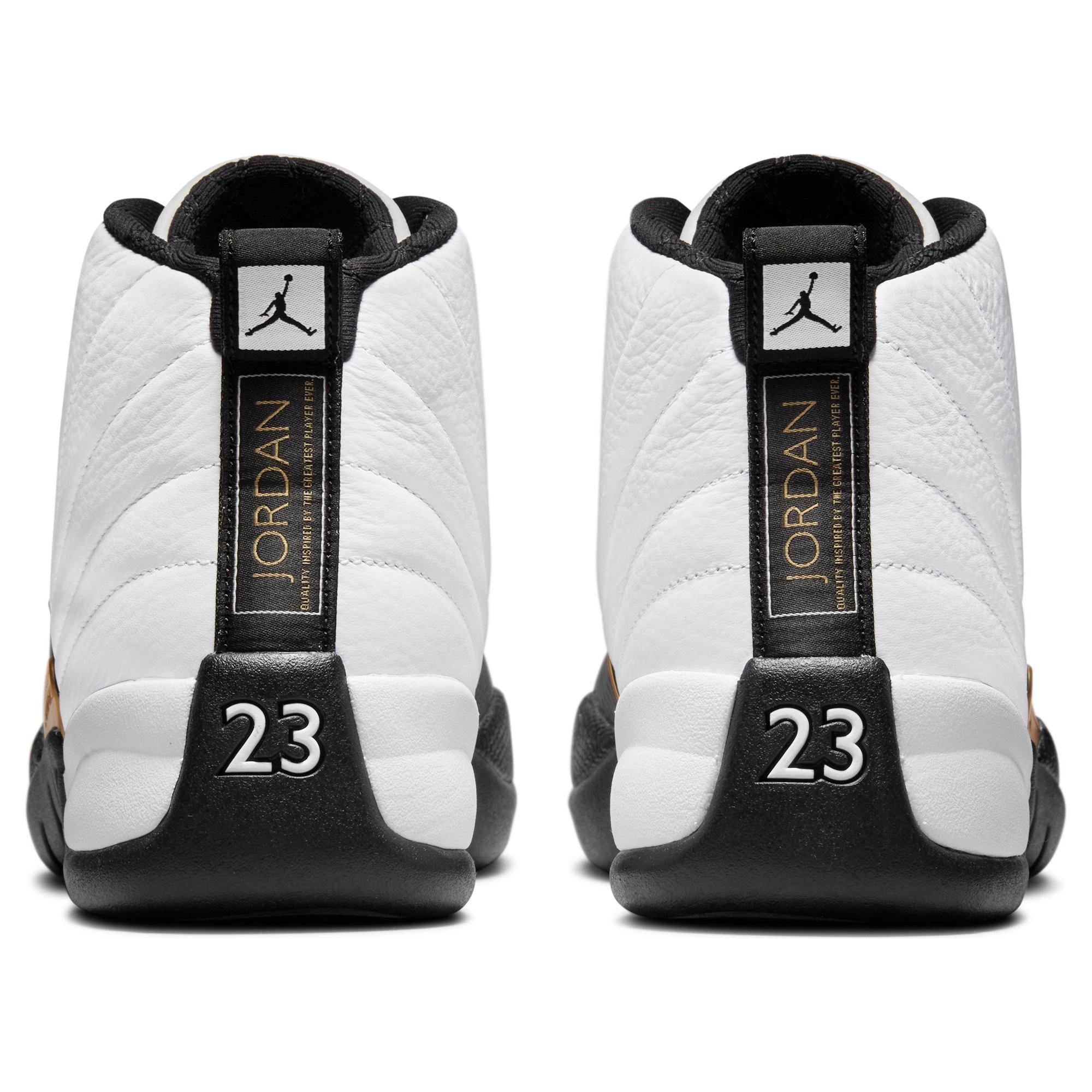 Black white and 2024 gold jordan 12