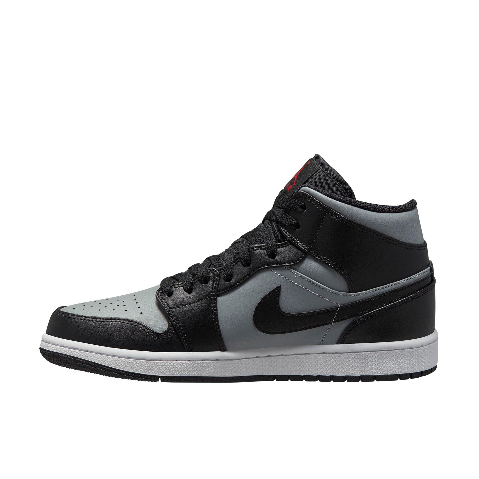 Jordan 1 mid black grey red sale