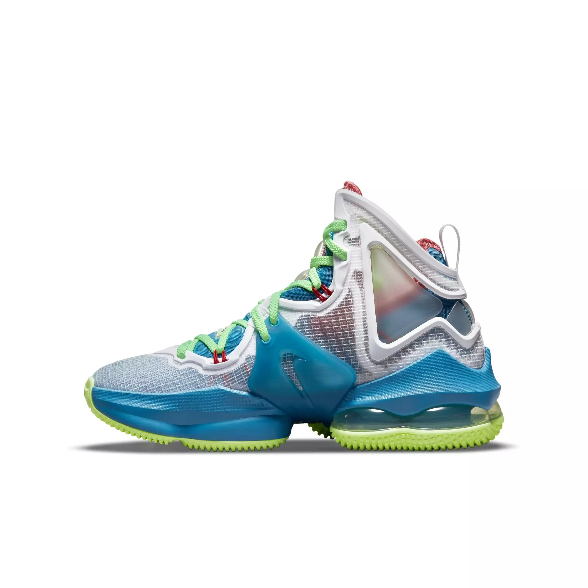Nike LeBron 19 "Dutch Blue/Pomegranate/Lime Glow" Grade School Kids' Basketball Shoe - BLUE/RED