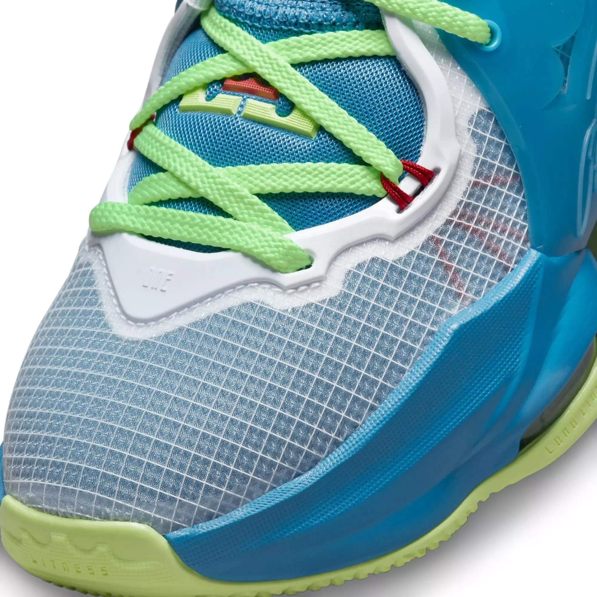 Nike LeBron 19 "Dutch Blue/Pomegranate/Lime Glow" Grade School Kids' Basketball Shoe - BLUE/RED