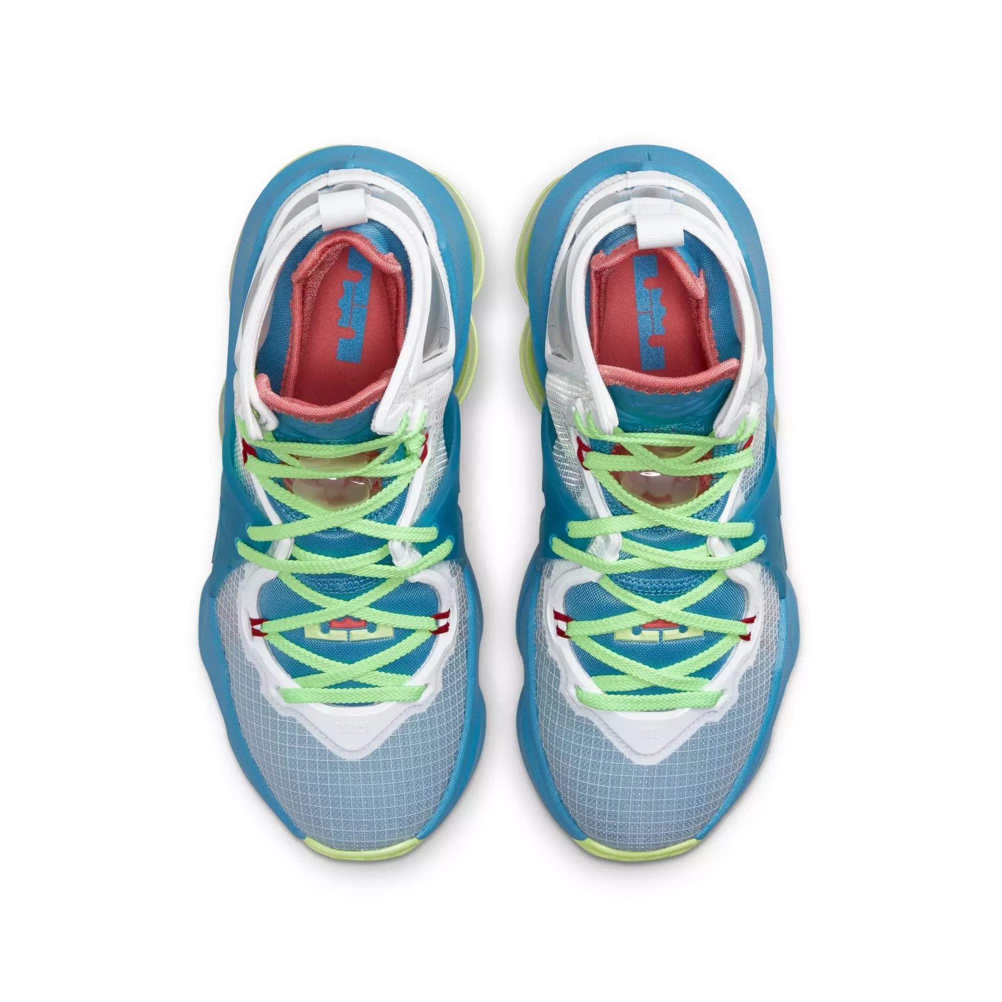 Nike LeBron 19 "Dutch Blue/Pomegranate/Lime Glow" Grade School Kids' Basketball Shoe - BLUE/RED