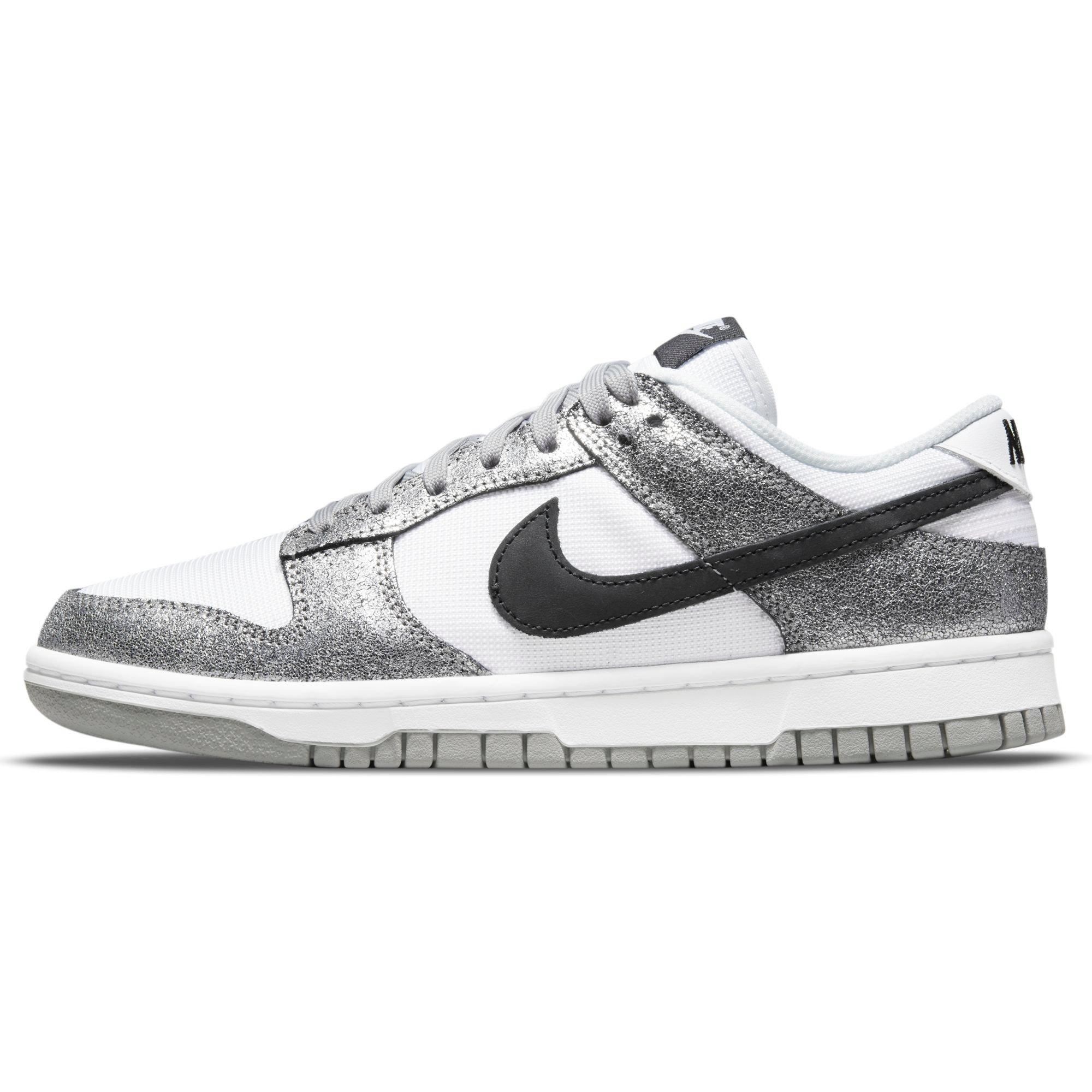 H65- SIZE 7.5 MEN\'S= 9 WOMEN\'S NIKE DUNK LOW RETRO SUMMIT WHITE/METALLIC SILVER Nike Dunk Low Mens Lifestyle Shoes Summit White Glacier Ice  main image 2
