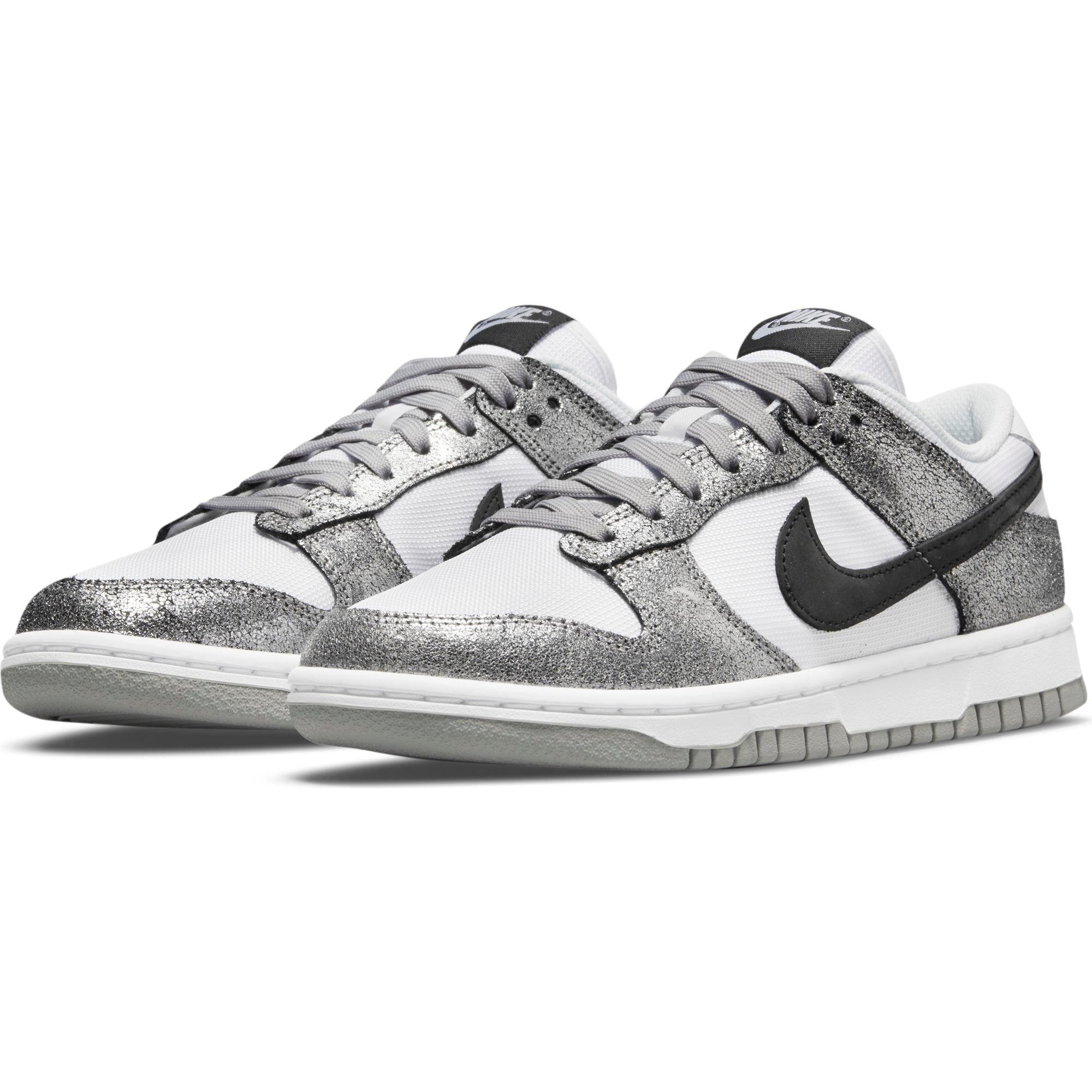 Nike Dunk Low "Metallic Silver/White" Women's Shoe - Silver/White Thumbnail View 3