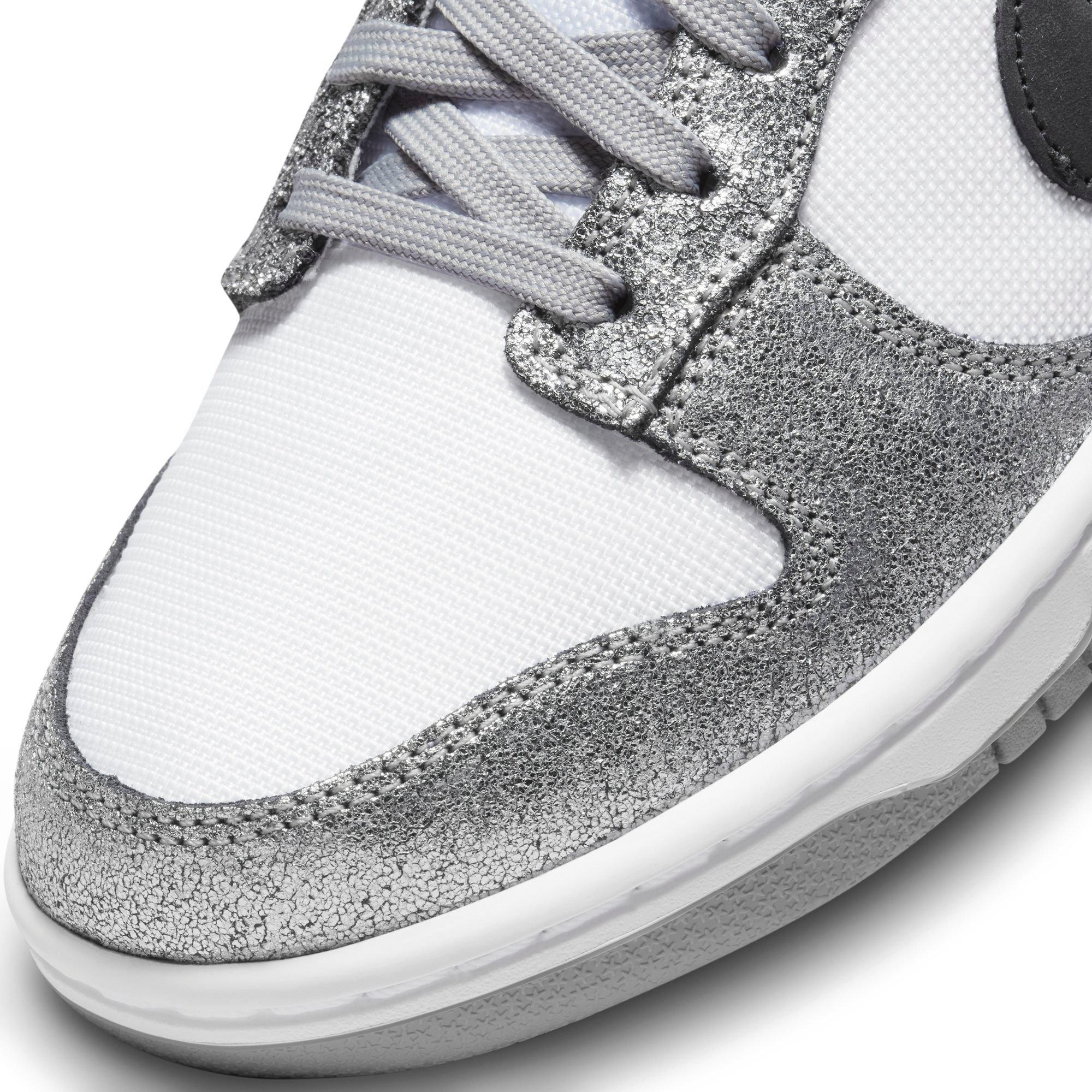 Nike Dunk Low "Metallic Silver/White" Women's Shoe - Silver/White Thumbnail View 4