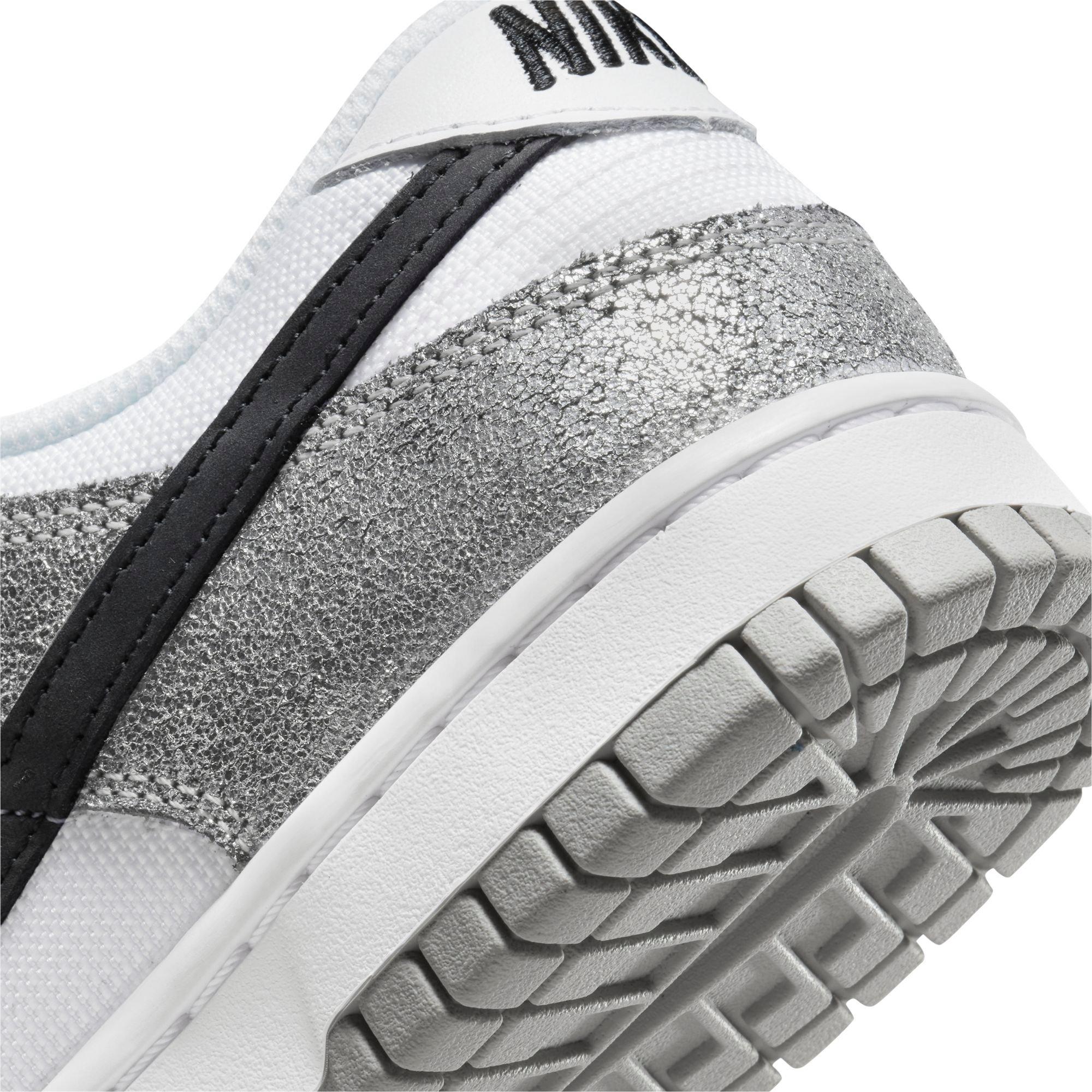 Nike Dunk Women's Casual Leather Lace Up Shoes - Metallic Silver