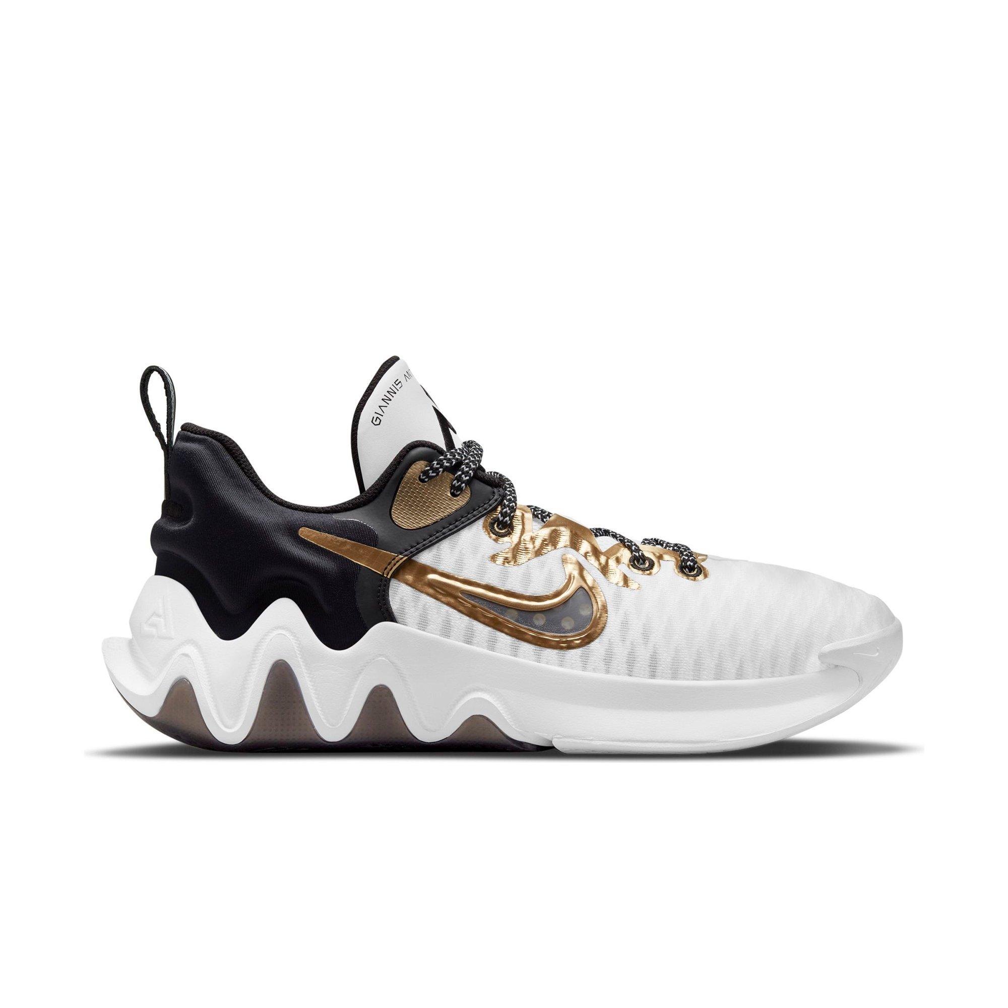 nike white and gold basketball shoes