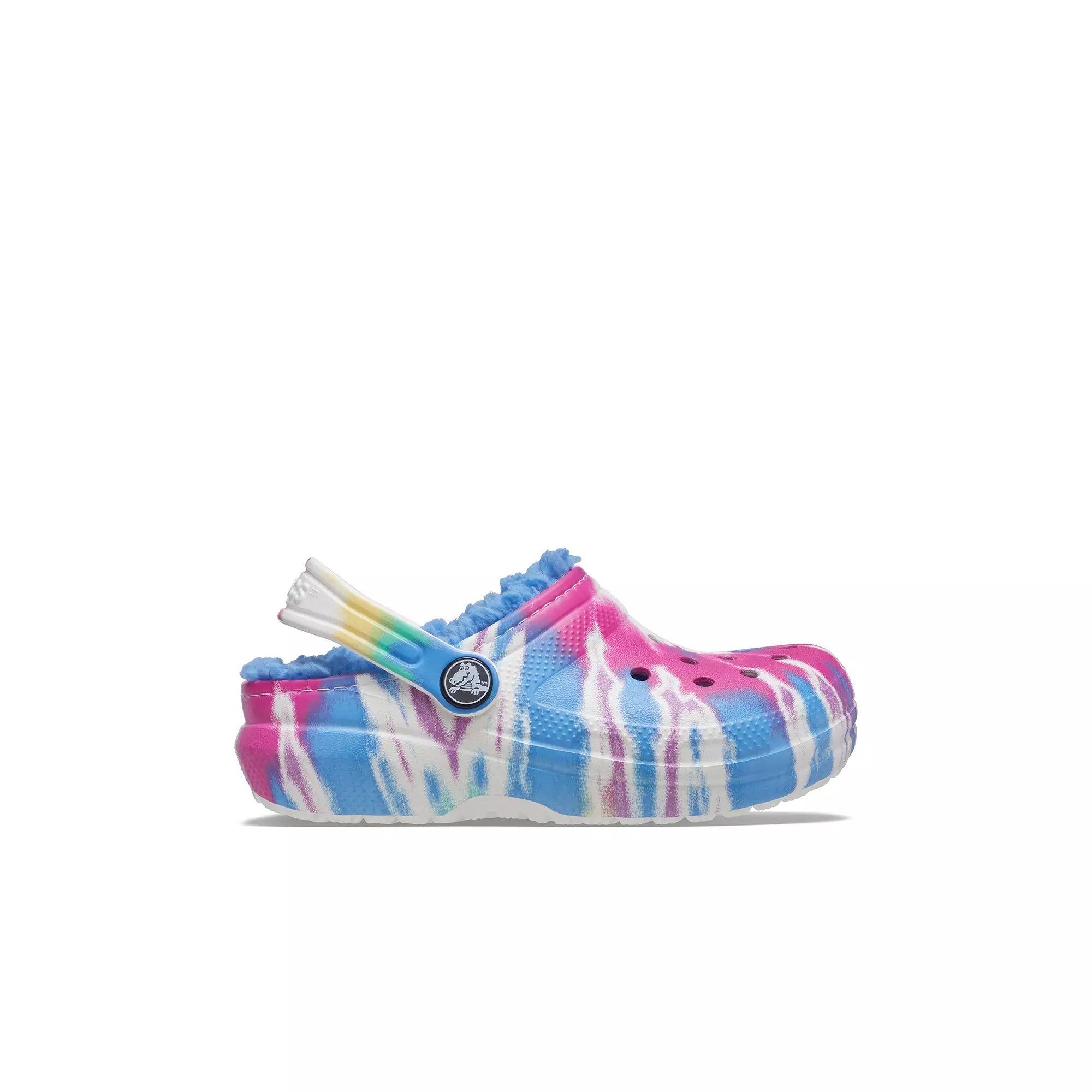 Crocs Classic Lined Tie-Dye "Blue/Multi" Toddler Girls' Clog - BLUE/PINK