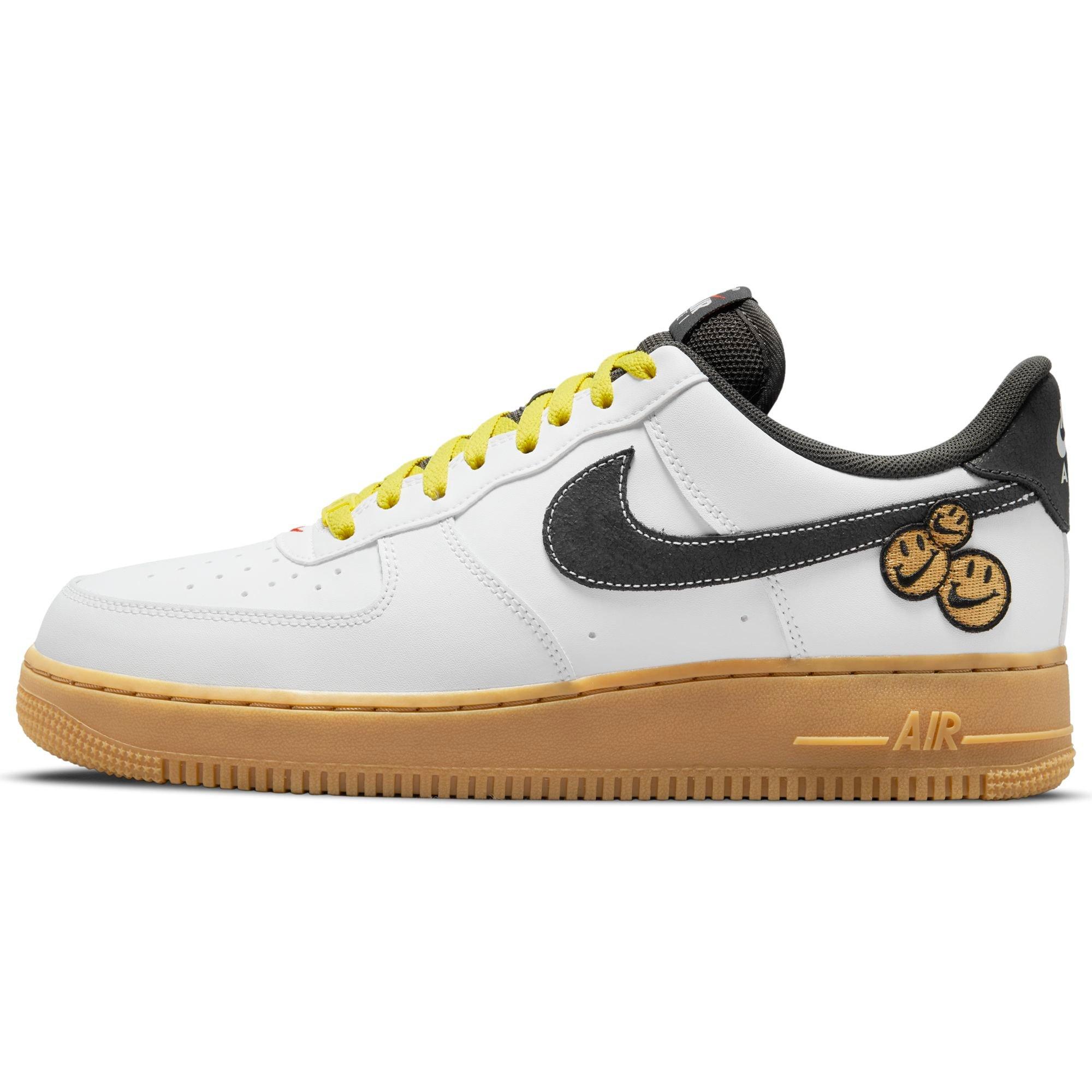 A Smiley Face Appears On The Nike Air Force 1 '07 LV8 3 Yellow Pulse •