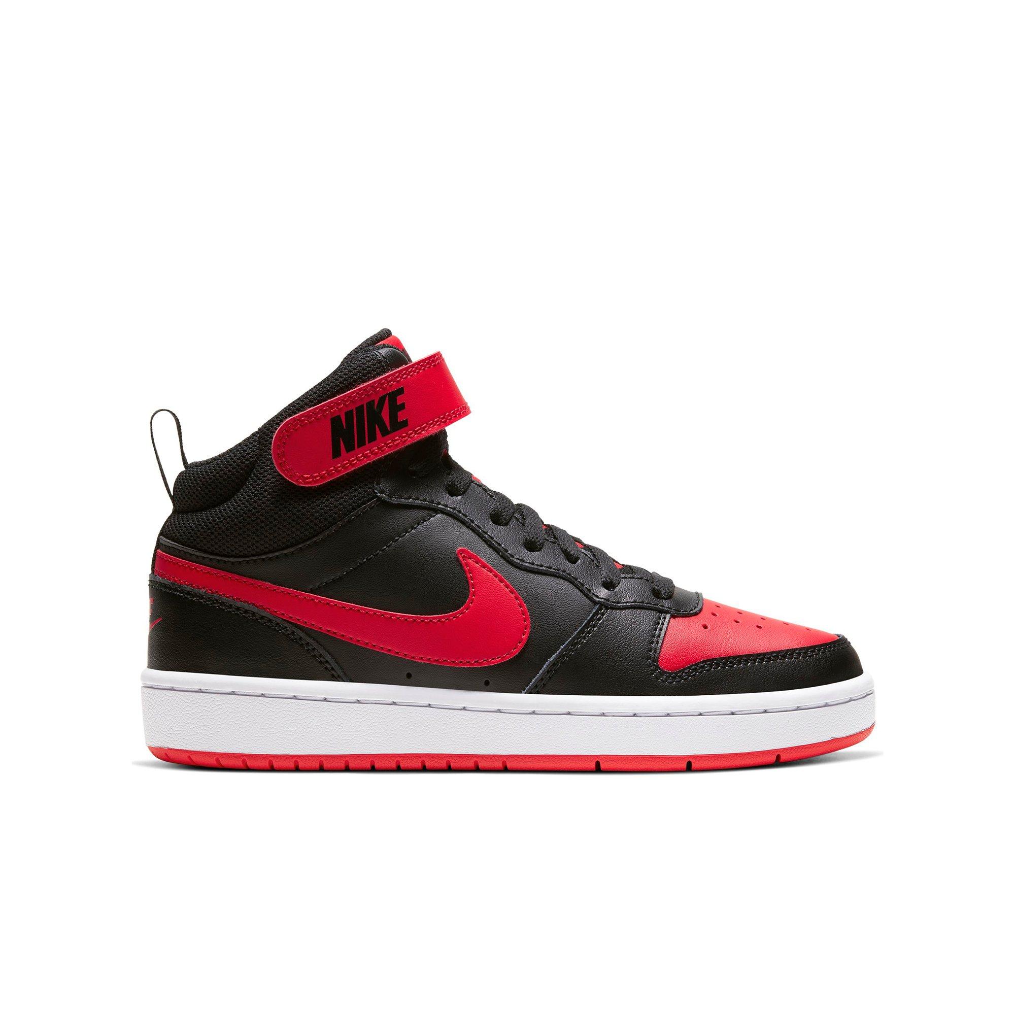 Nike Court Borough Mid 2 Black University Red White Grade School Boys Shoe Hibbett City Gear