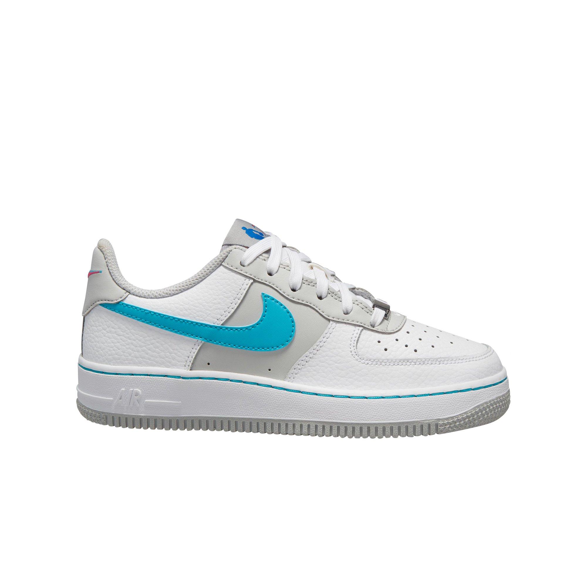 Nike Air Force 1 LV8 White/Safety Orange/Washed Teal Grade School Boys'  Shoe - Hibbett