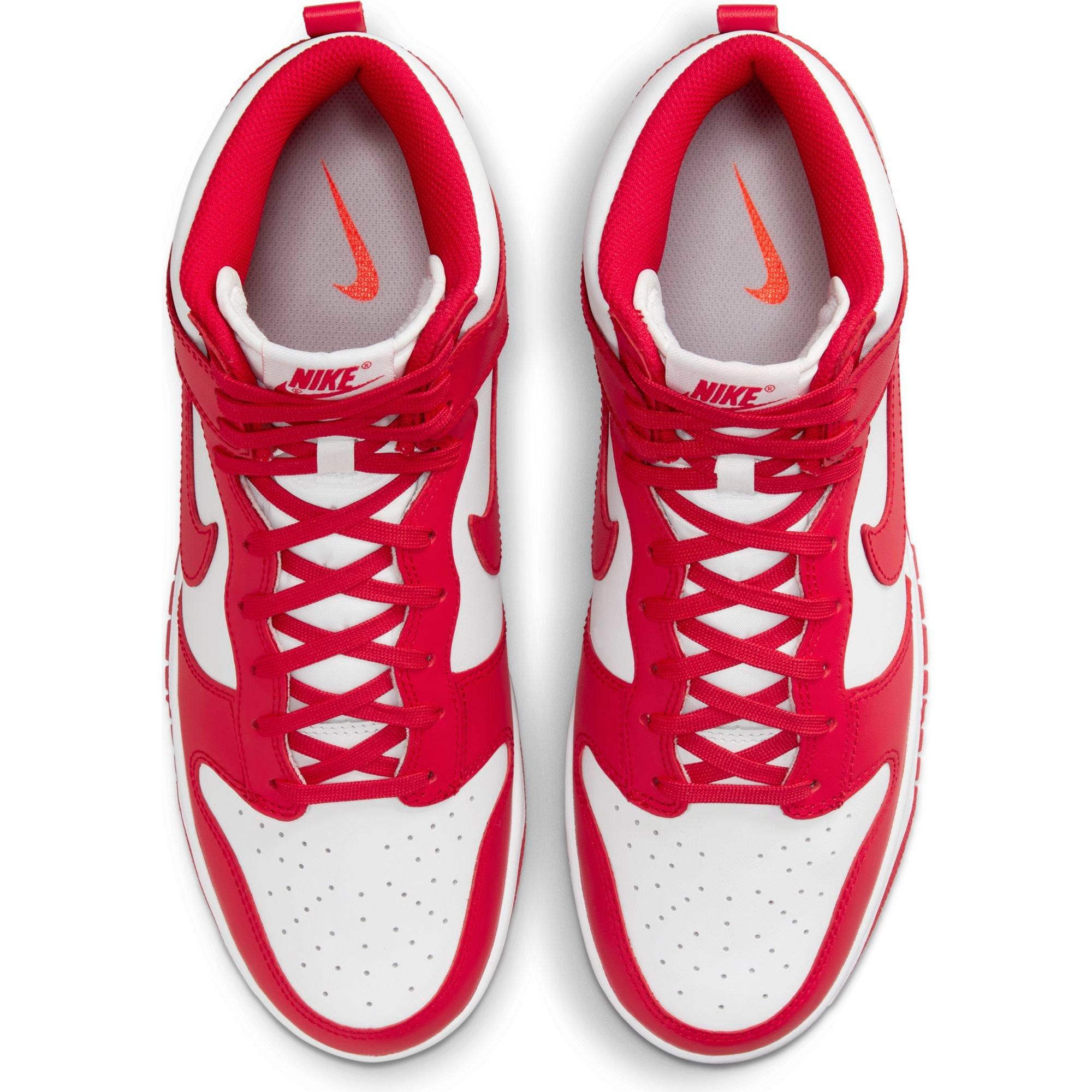 nike dunk high white red