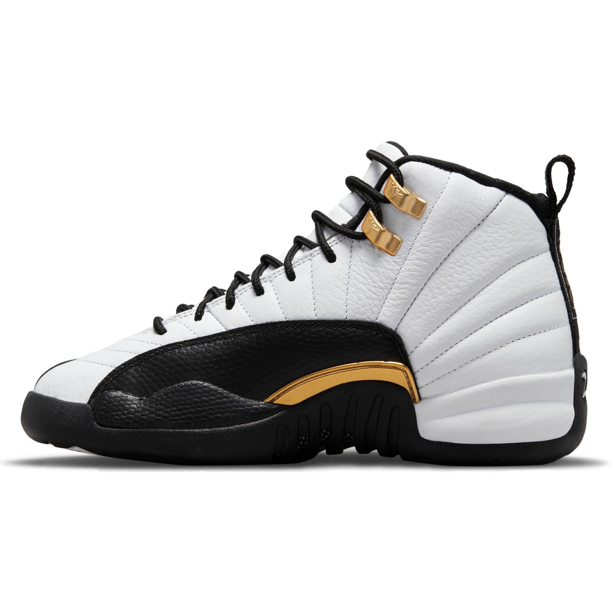 Jordan 12s black sale white and gold