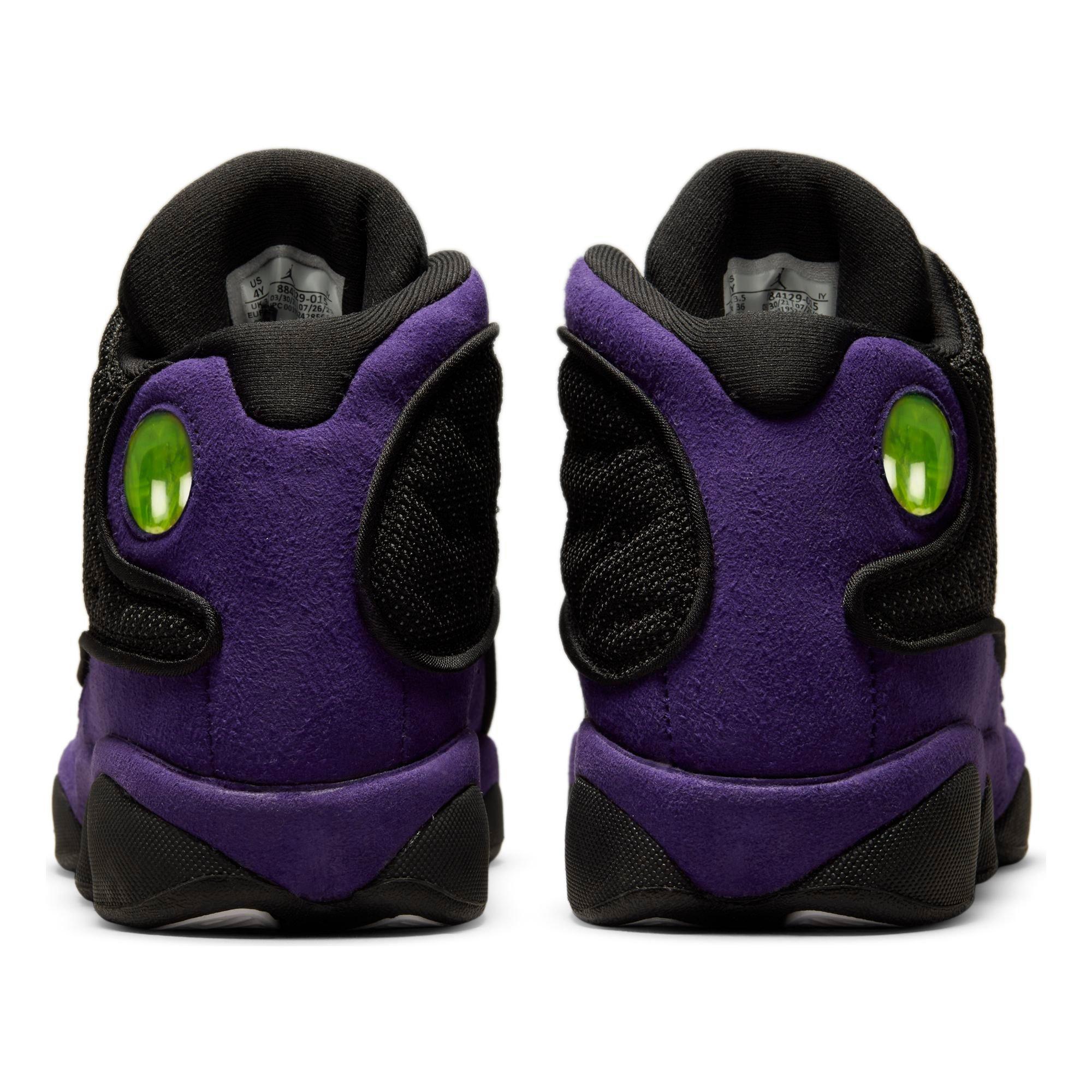 black and purple jordan retro 13