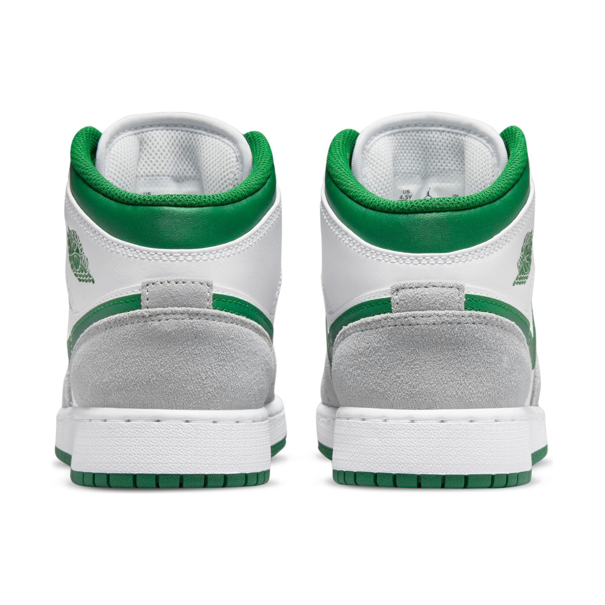 Jordan 1 Mid SE Lt Smoke Grey/White/Pine Green Grade School Boys' Shoe -  Hibbett | City Gear