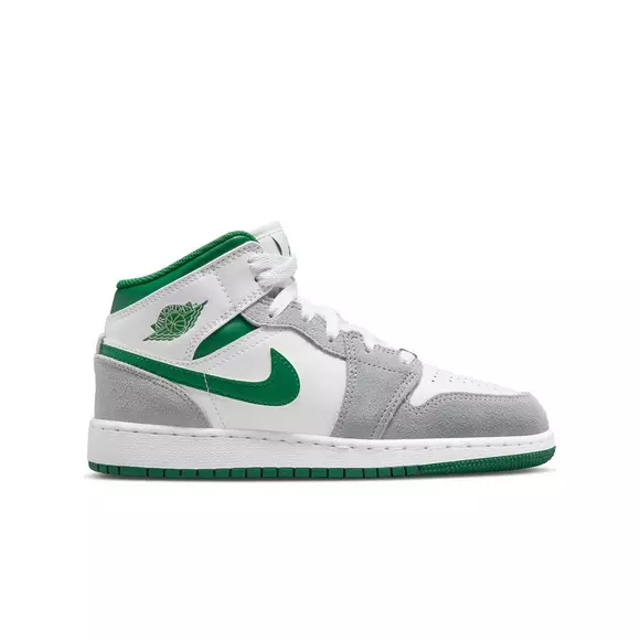 Color: White Nike Air Jordan 4 Pine Green Men's Sneakers Shoes, Material:  Leather