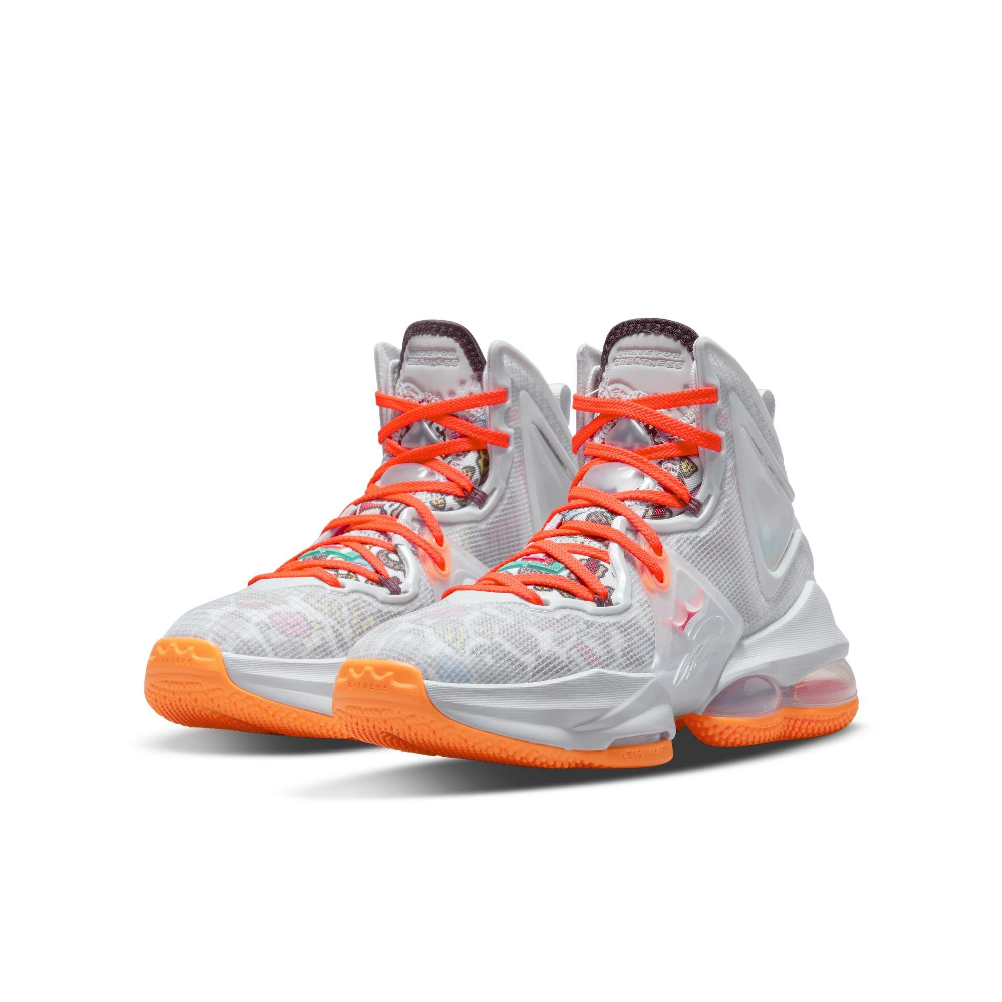 Orange and store grey basketball shoes