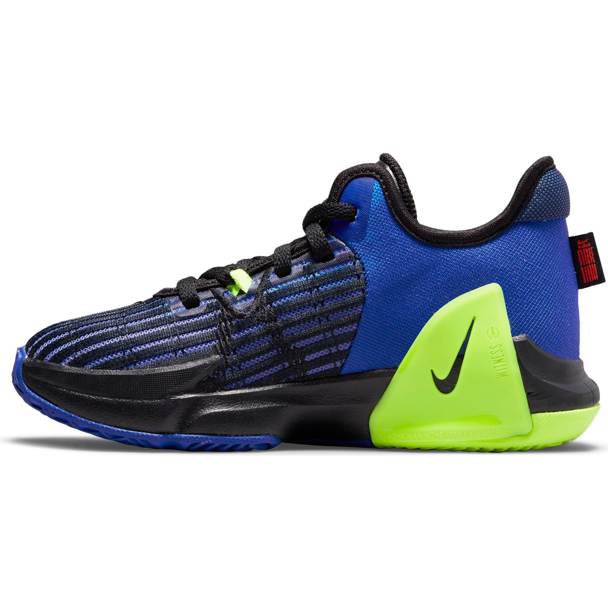 Nike LeBron Witness 6 "Hyper Royal/Black/Volt" Preschool Boys' Basketball Shoe - BLACK/ROYAL Thumbnail View 6