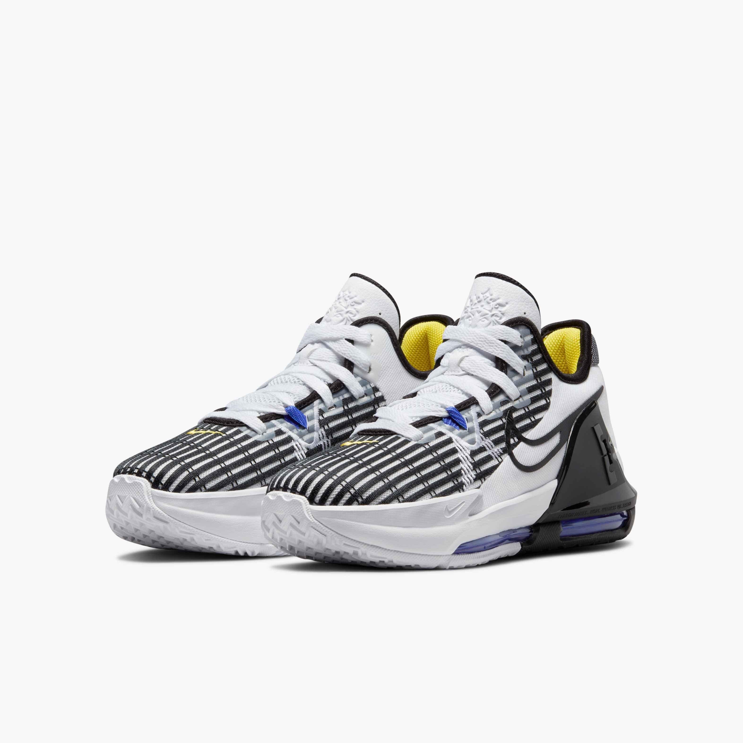 Nike LeBron Witness 6 "LA" Grade School Boys' Basketball Shoe - WHITE/BLACK Thumbnail View 6