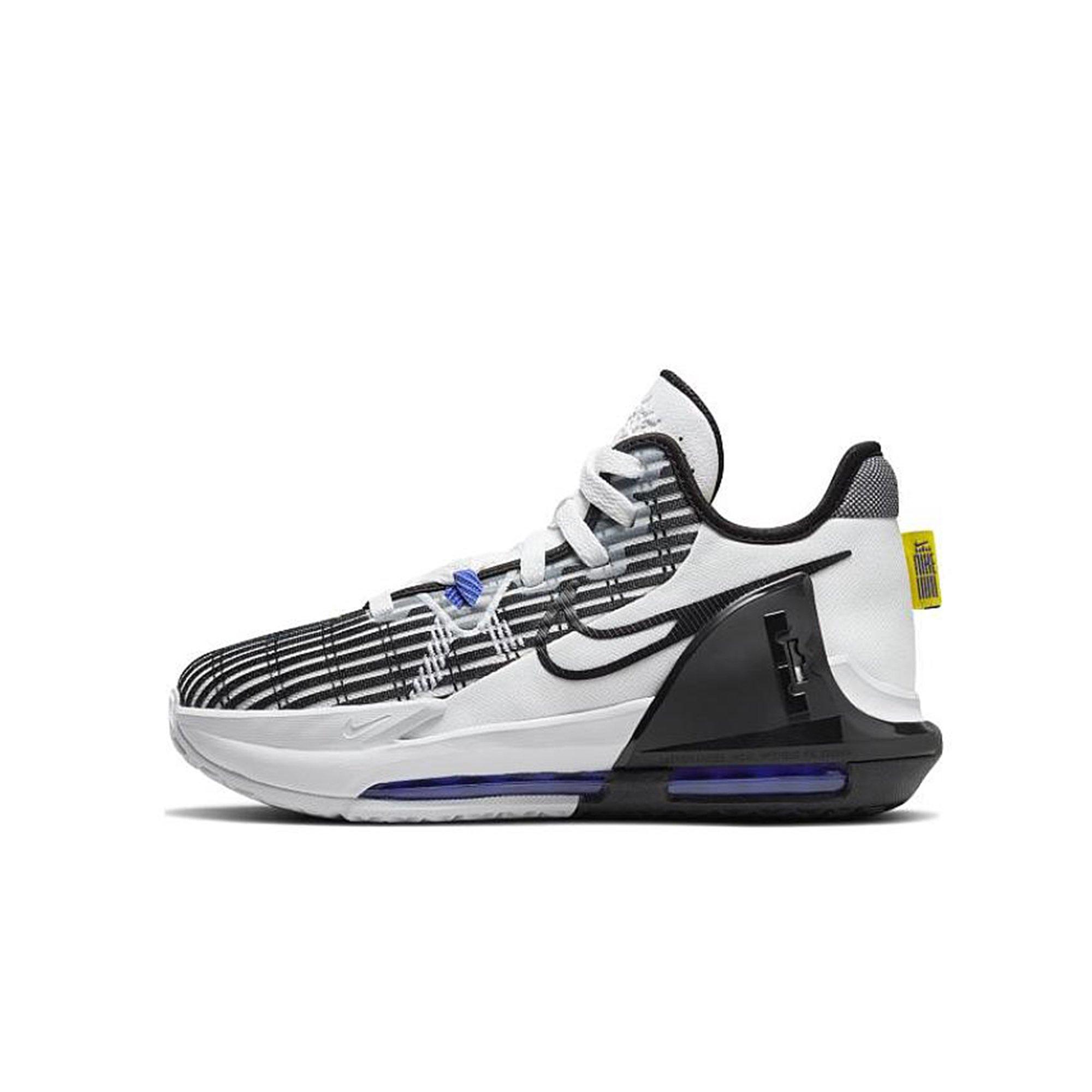 Nike LeBron Witness 6 "LA" Grade School Boys' Basketball Shoe - WHITE/BLACK Thumbnail View 2
