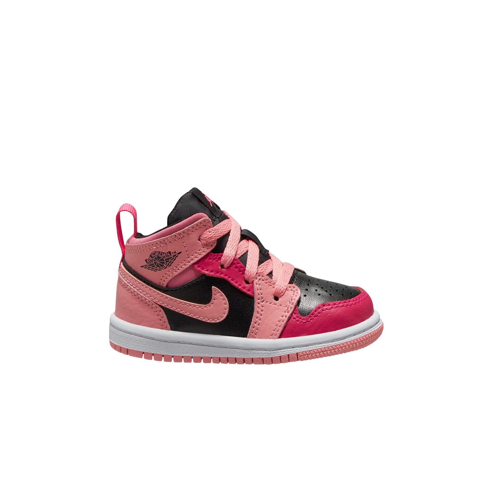 Jordan 1 Mid "Coral Pink/Black" Toddler Girls' Shoe - Hibbett Gear