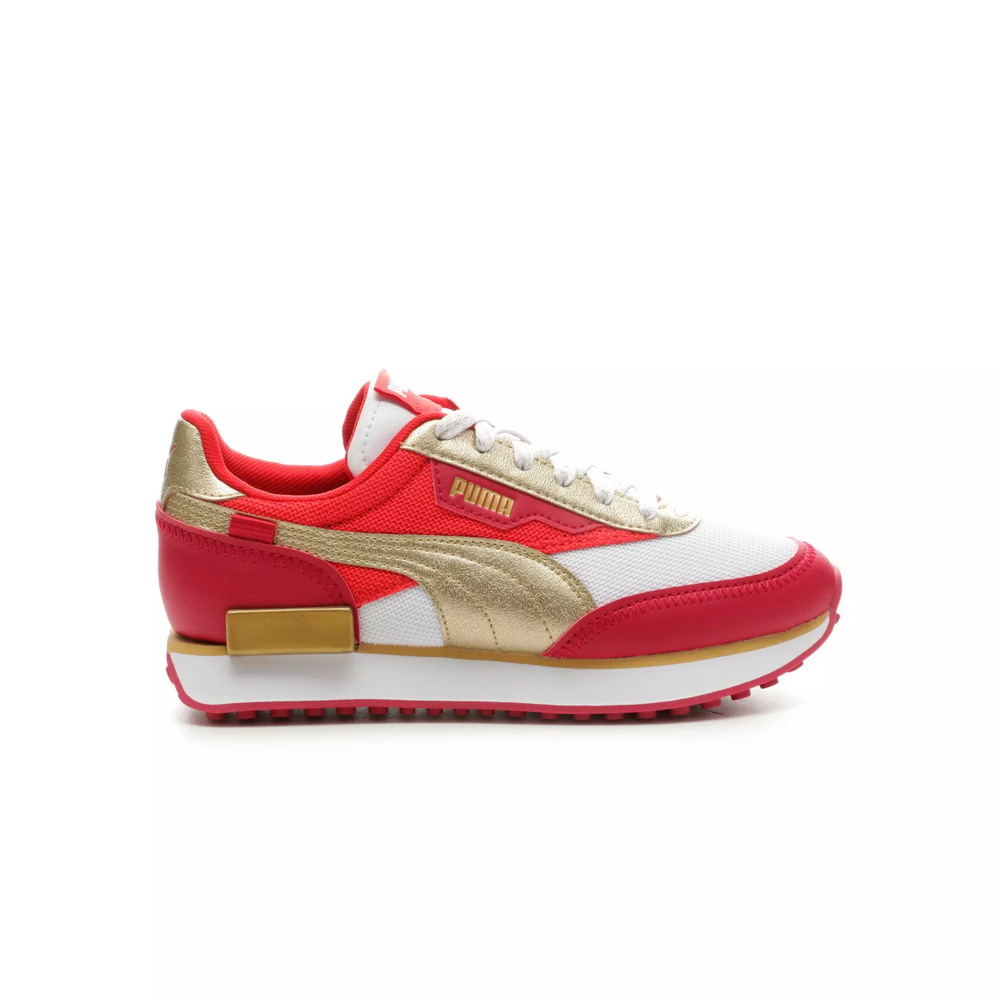 PUMA Future Rider Glitz "White/Red/Gold" Grade School Girls' Shoe - WHITE/RED/GOLD