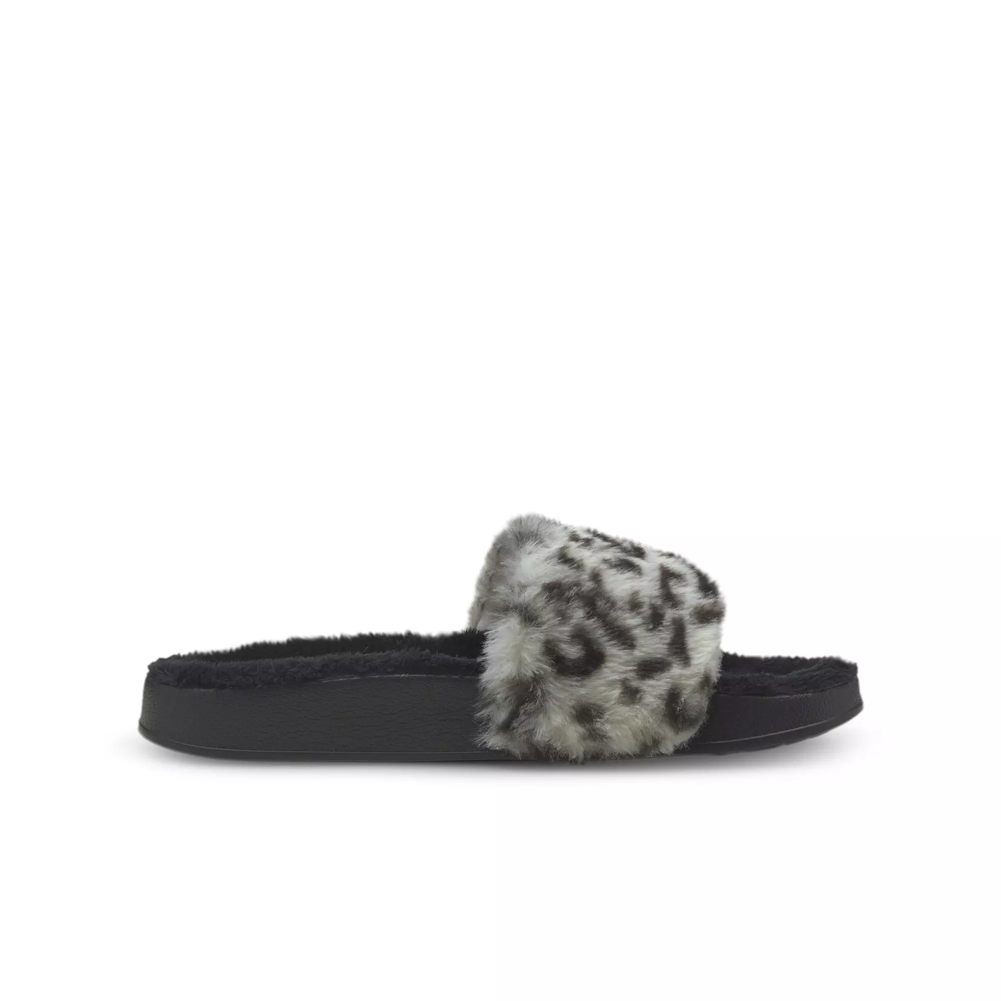Puma Leadcat Fluff Safari "Grey/Black" Women's Slide - BLACK/WHITE