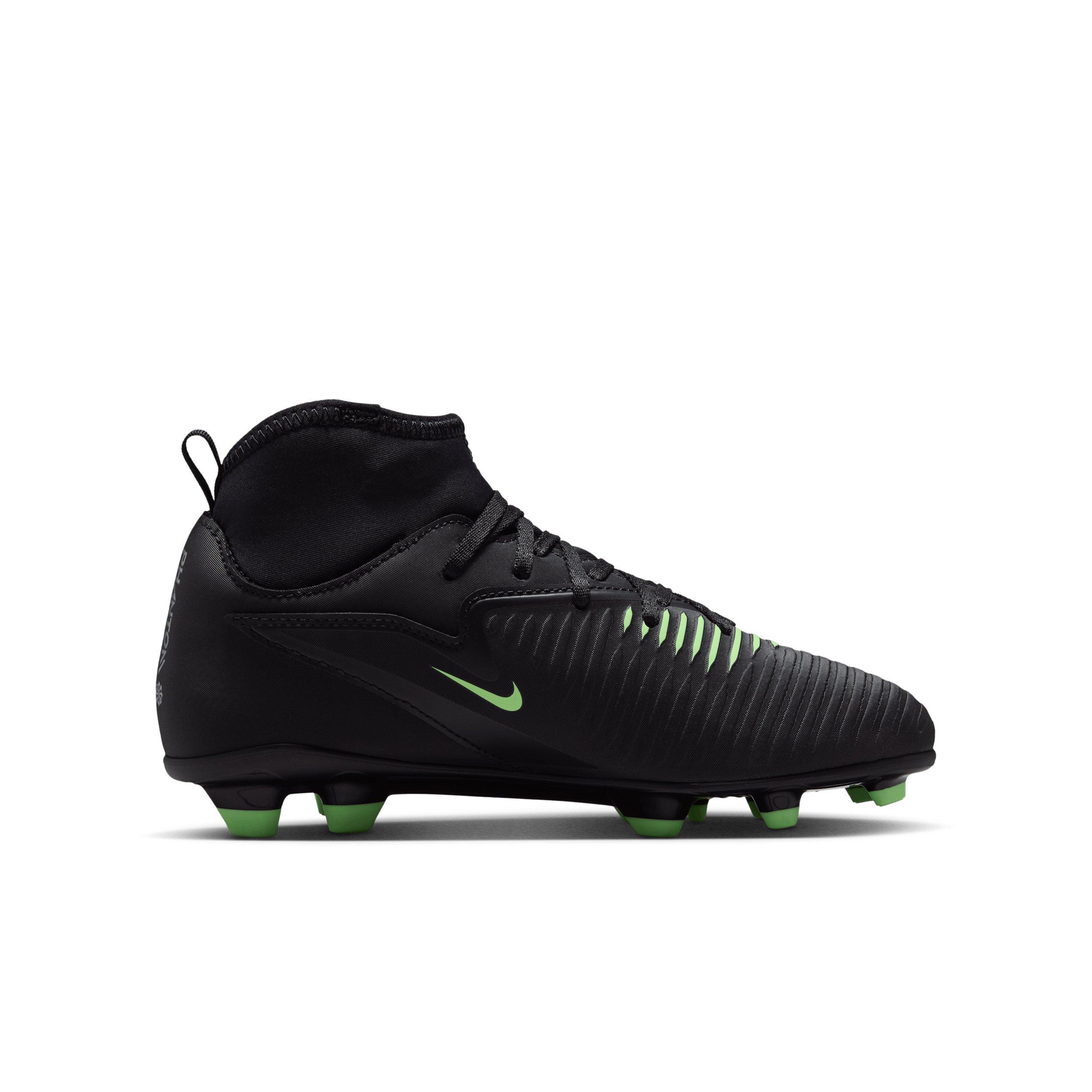 Nike Phantom 6 High Club MG Grade School Kids' "Black/Black/Illusion Green" Soccer Cleat