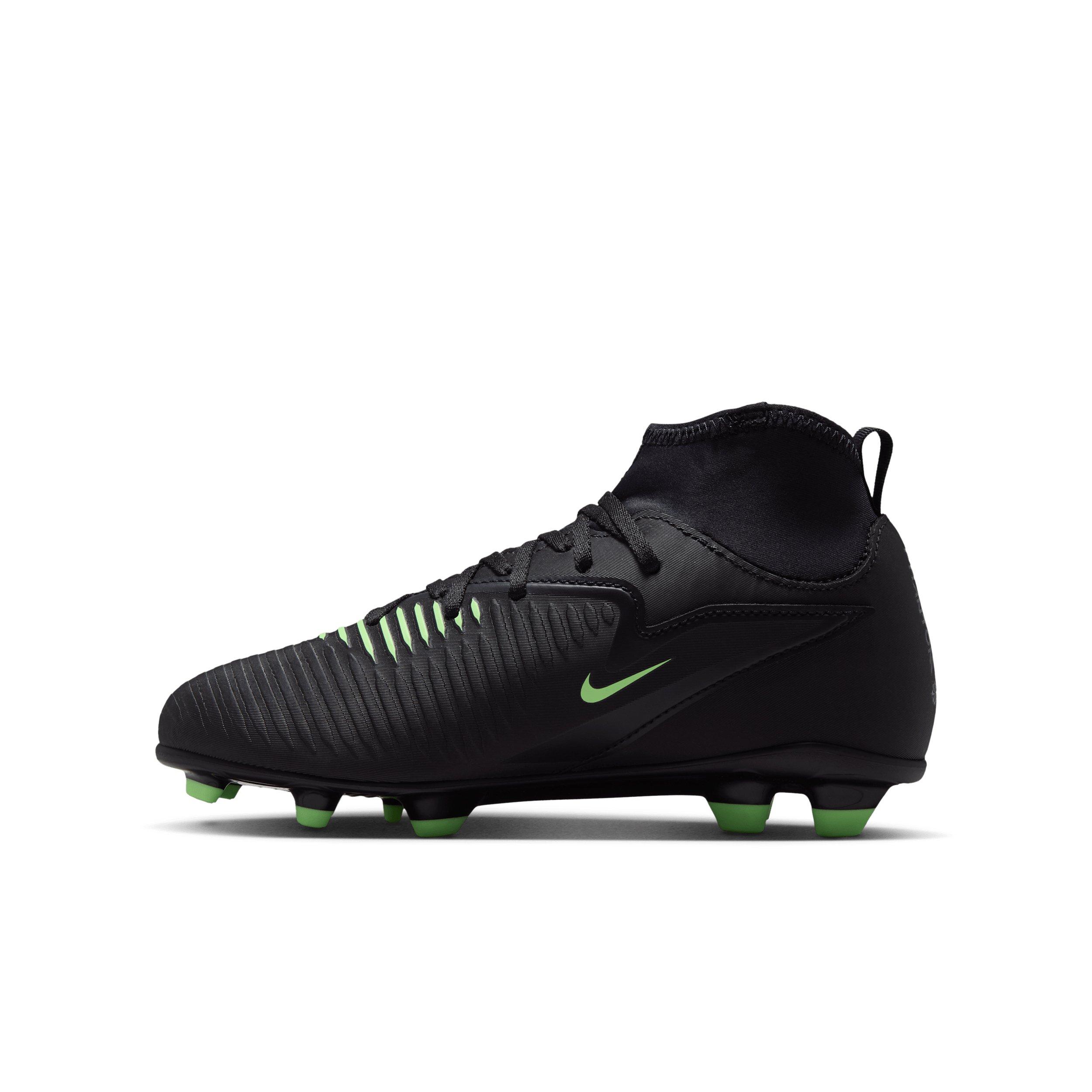 Nike Phantom 6 High Club MG Grade School Kids' "Black/Black/Illusion Green" Soccer Cleat