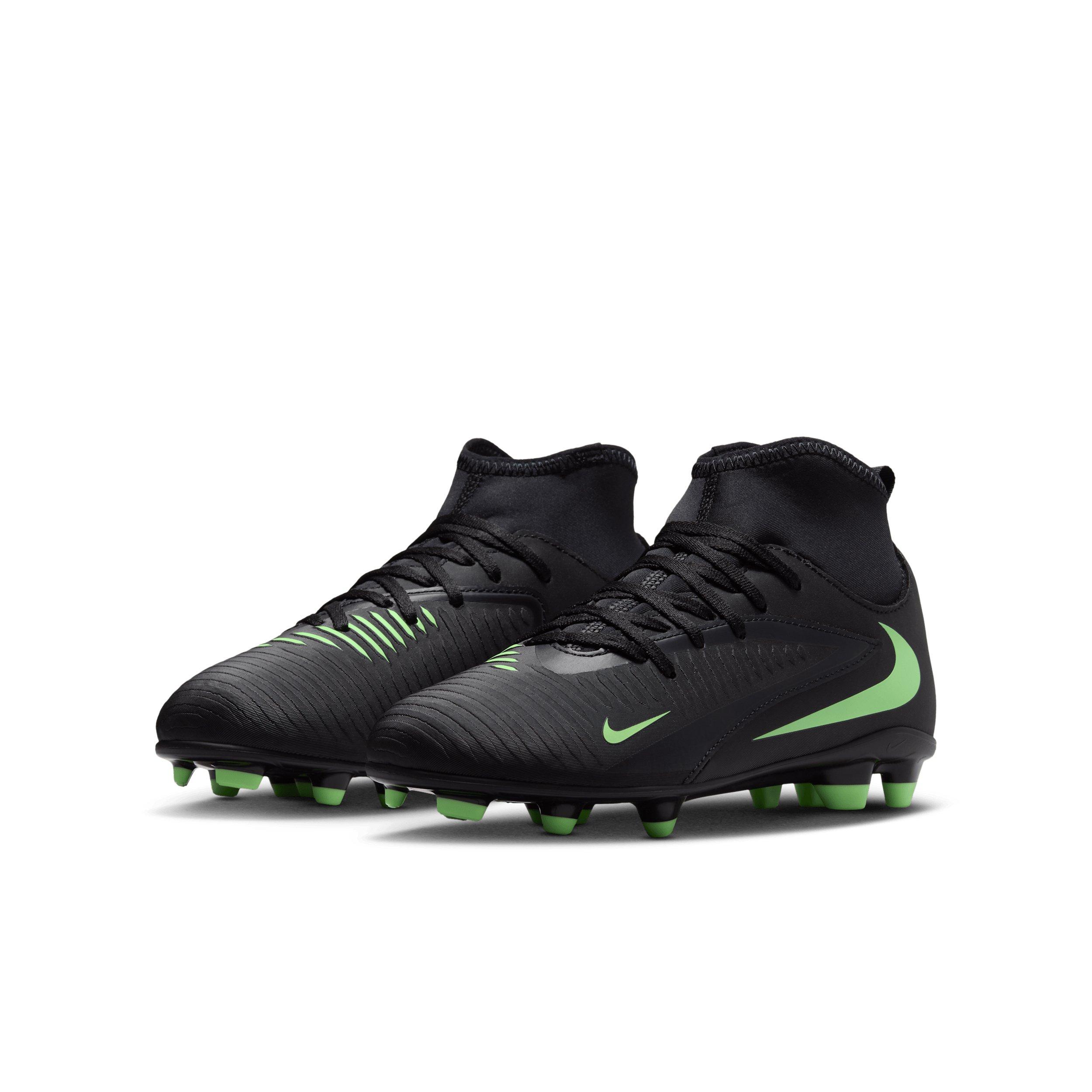 Nike Phantom 6 High Club MG Grade School Kids' "Black/Black/Illusion Green" Soccer Cleat
