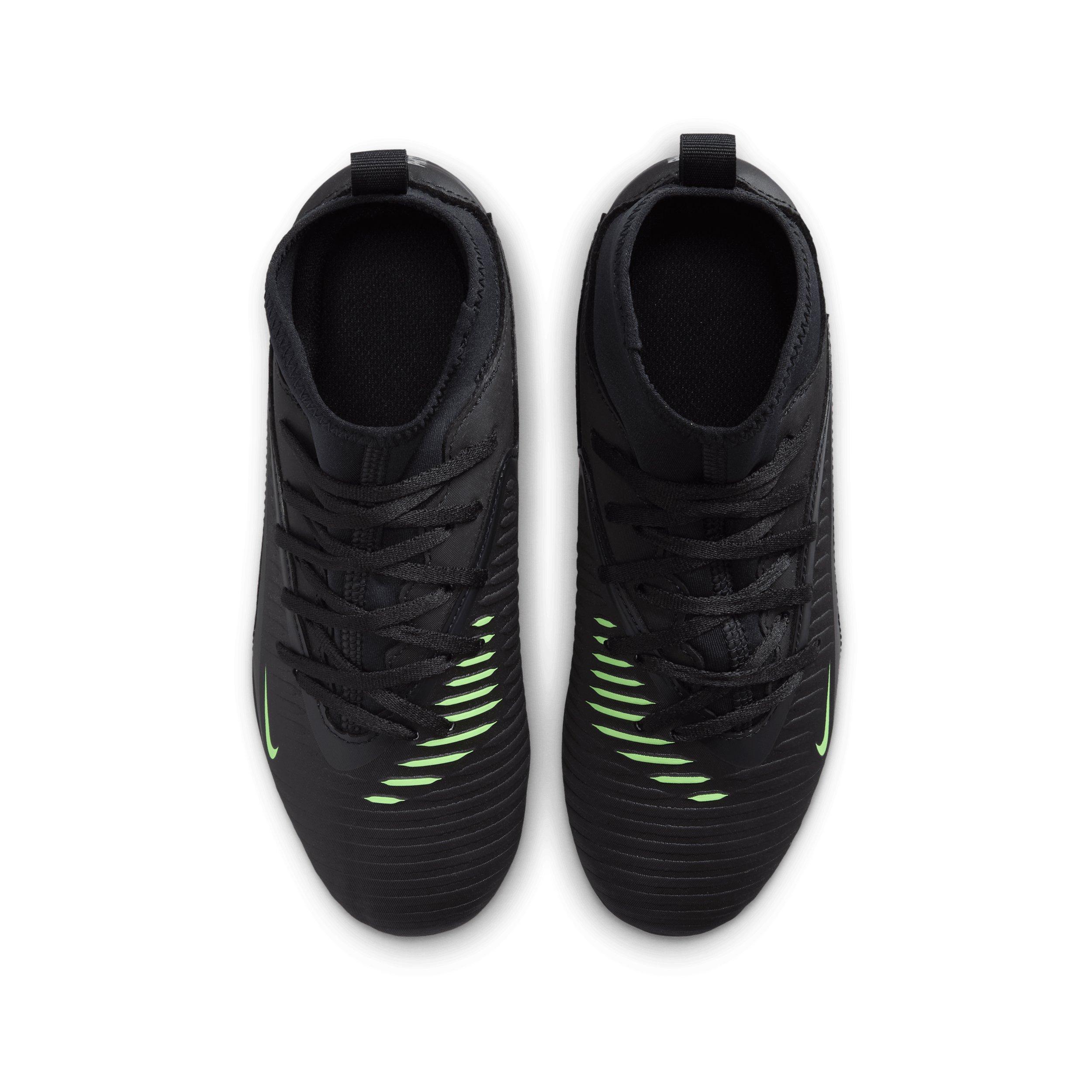 Nike Phantom 6 High Club MG Grade School Kids' "Black/Black/Illusion Green" Soccer Cleat