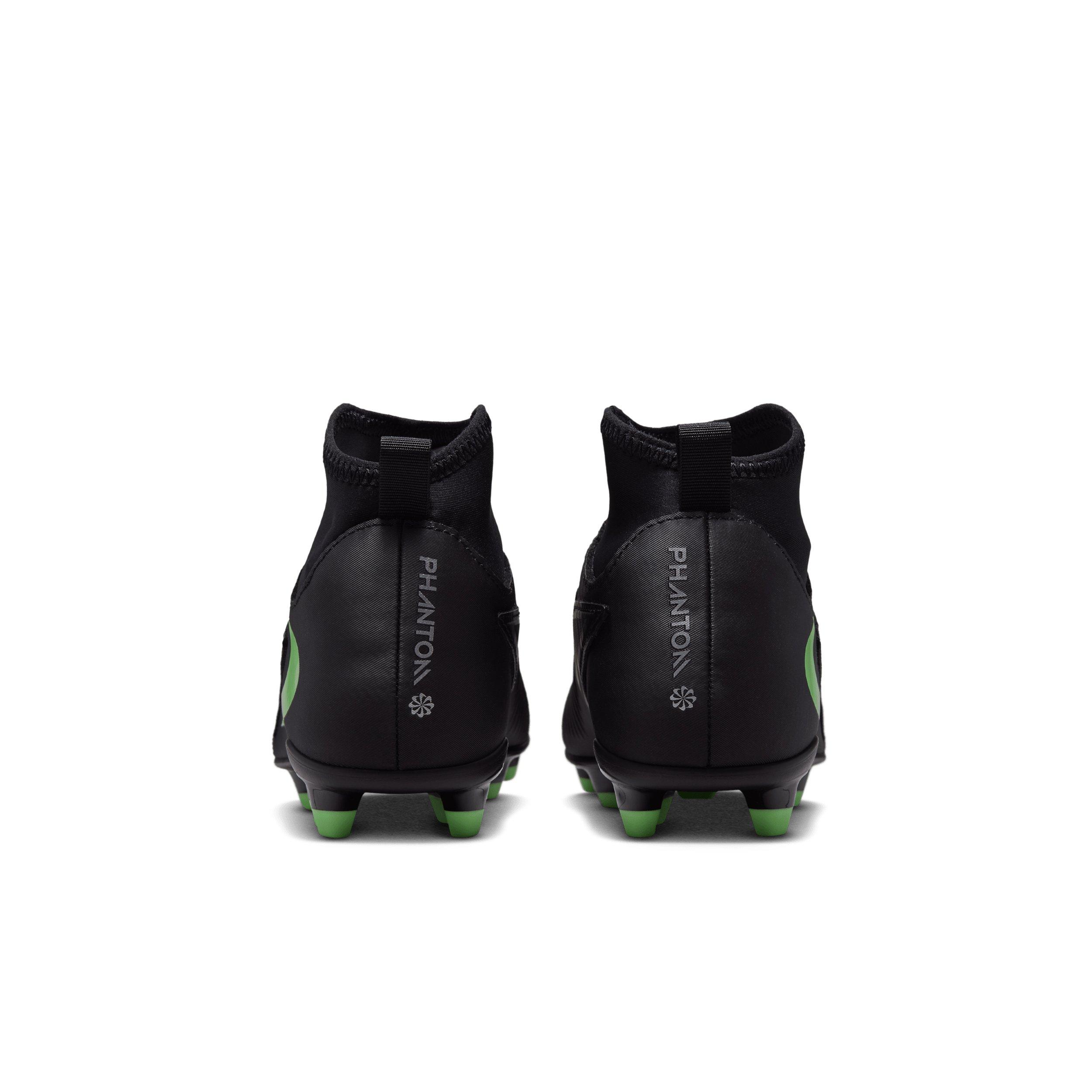 Nike Phantom 6 High Club MG Grade School Kids' "Black/Black/Illusion Green" Soccer Cleat