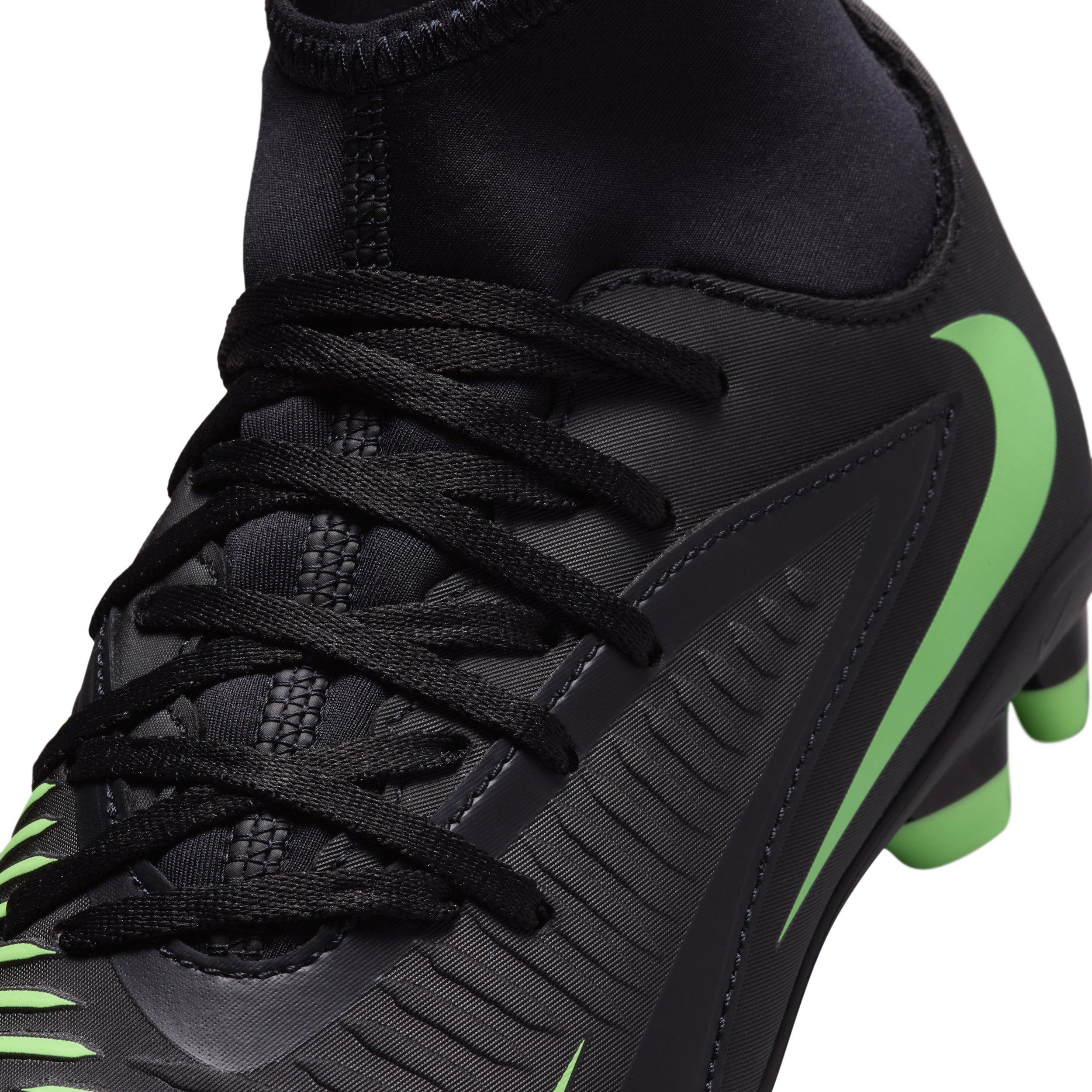 Nike Phantom 6 High Club MG Grade School Kids' "Black/Black/Illusion Green" Soccer Cleat