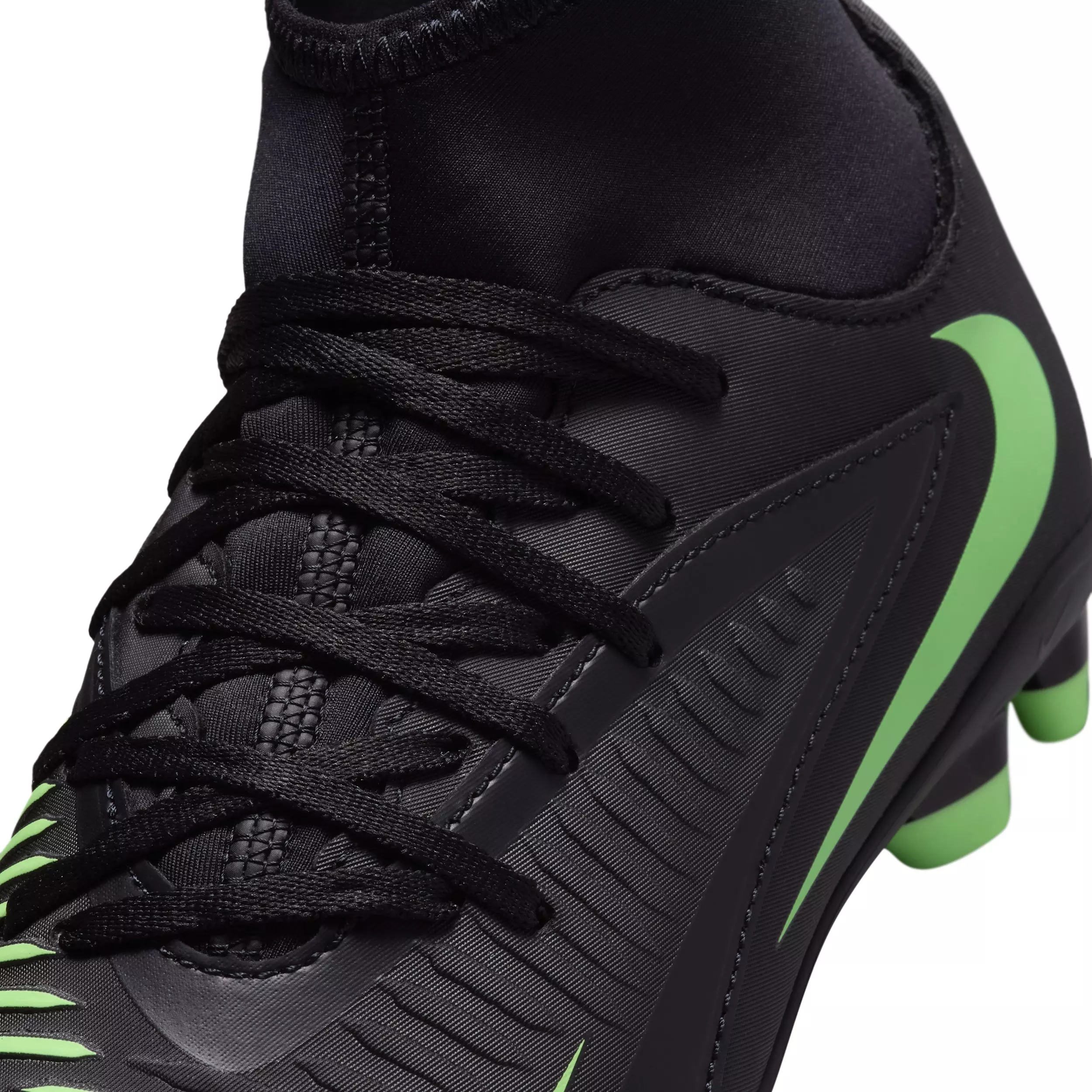Nike Phantom 6 High Club MG "Black/Black/Illusion Green" Grade School Kids' Soccer Cleat - BLACK/BLACK/GREEN