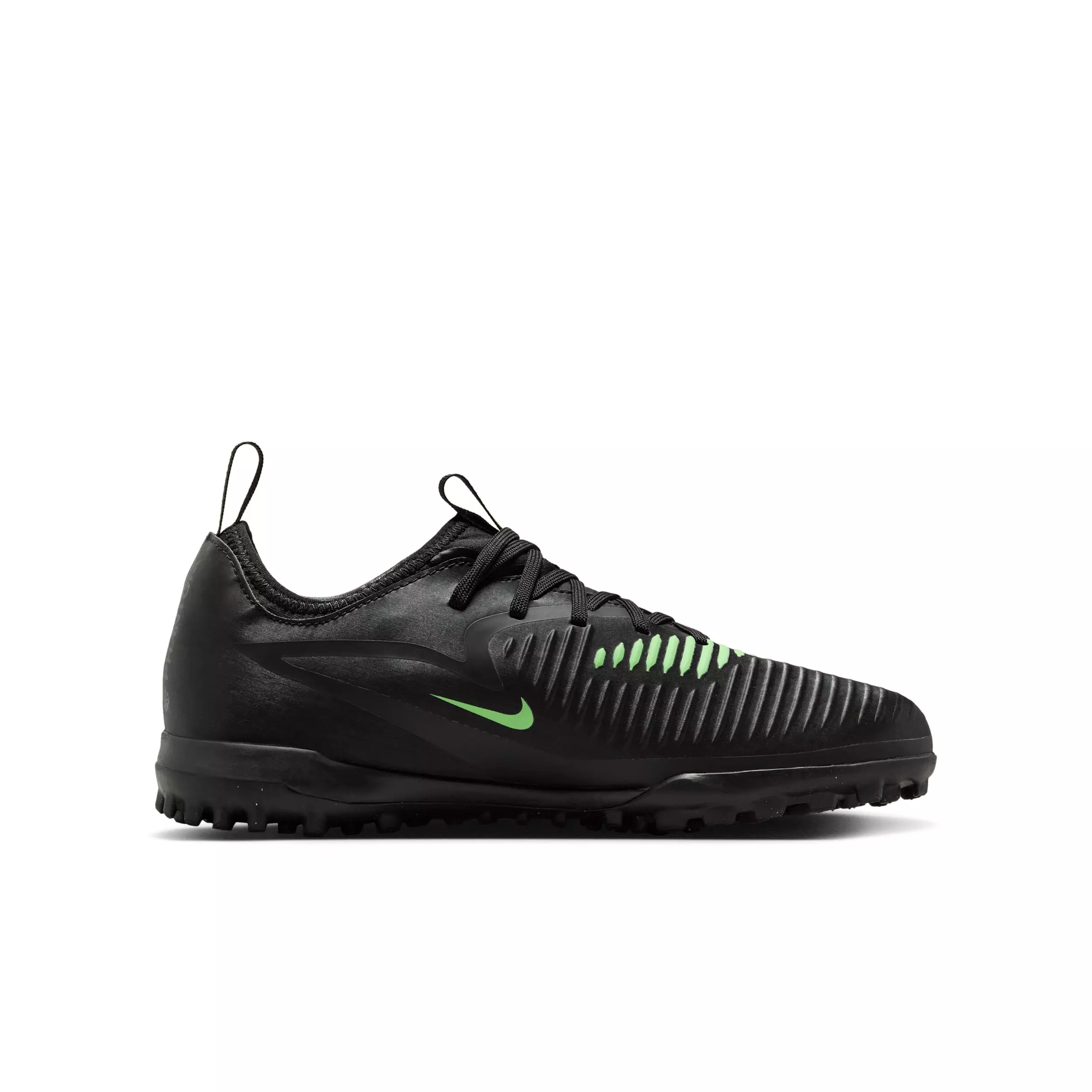 Nike Phantom 6 Low Academy Turf "Black/Black/Illusion Green" Grade School Kids' Soccer Shoe - BLACK/BLACK/GREEN