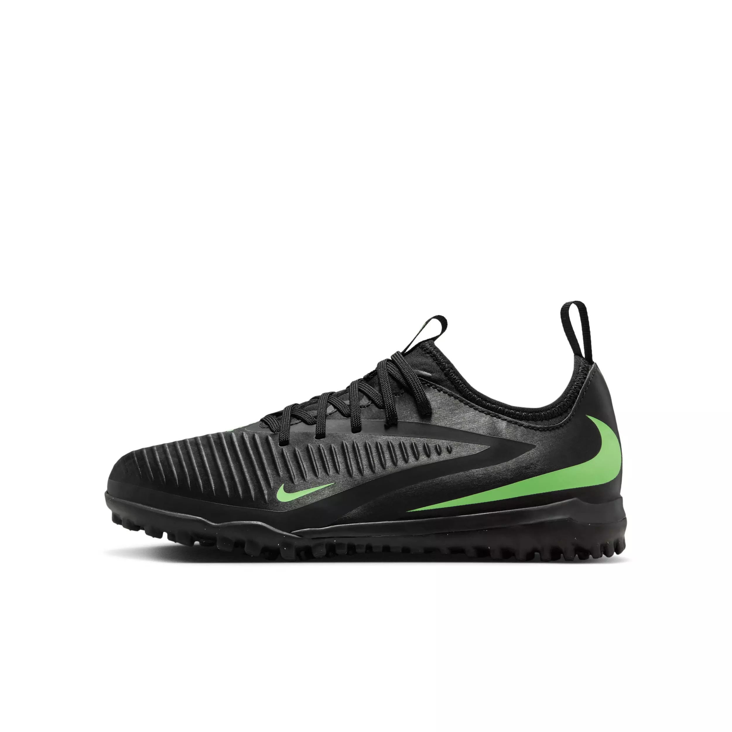 Nike Phantom 6 Low Academy Turf "Black/Black/Illusion Green" Grade School Kids' Soccer Shoe - BLACK/BLACK/GREEN