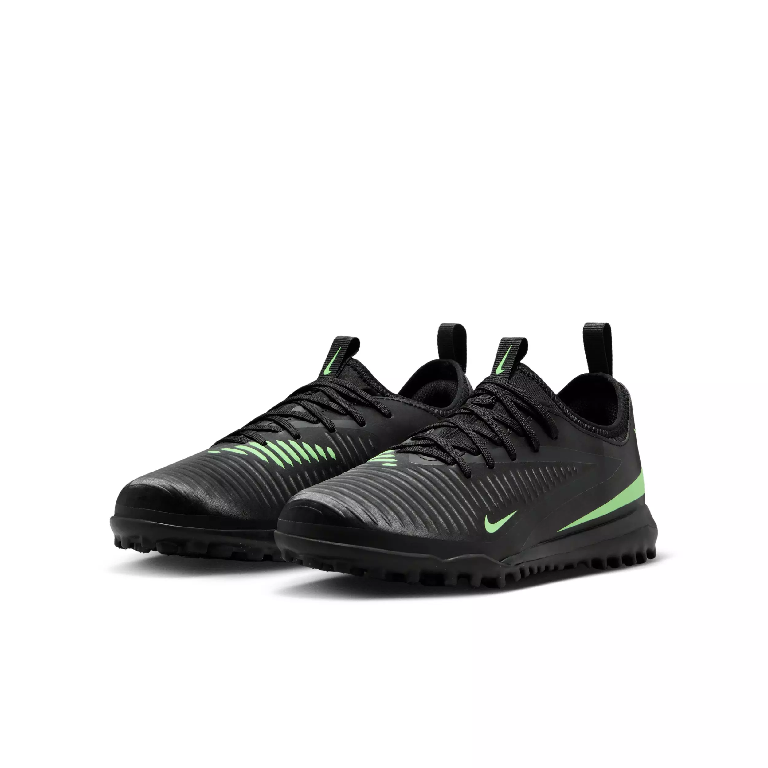 Nike Phantom 6 Low Academy Turf "Black/Black/Illusion Green" Grade School Kids' Soccer Shoe - BLACK/BLACK/GREEN