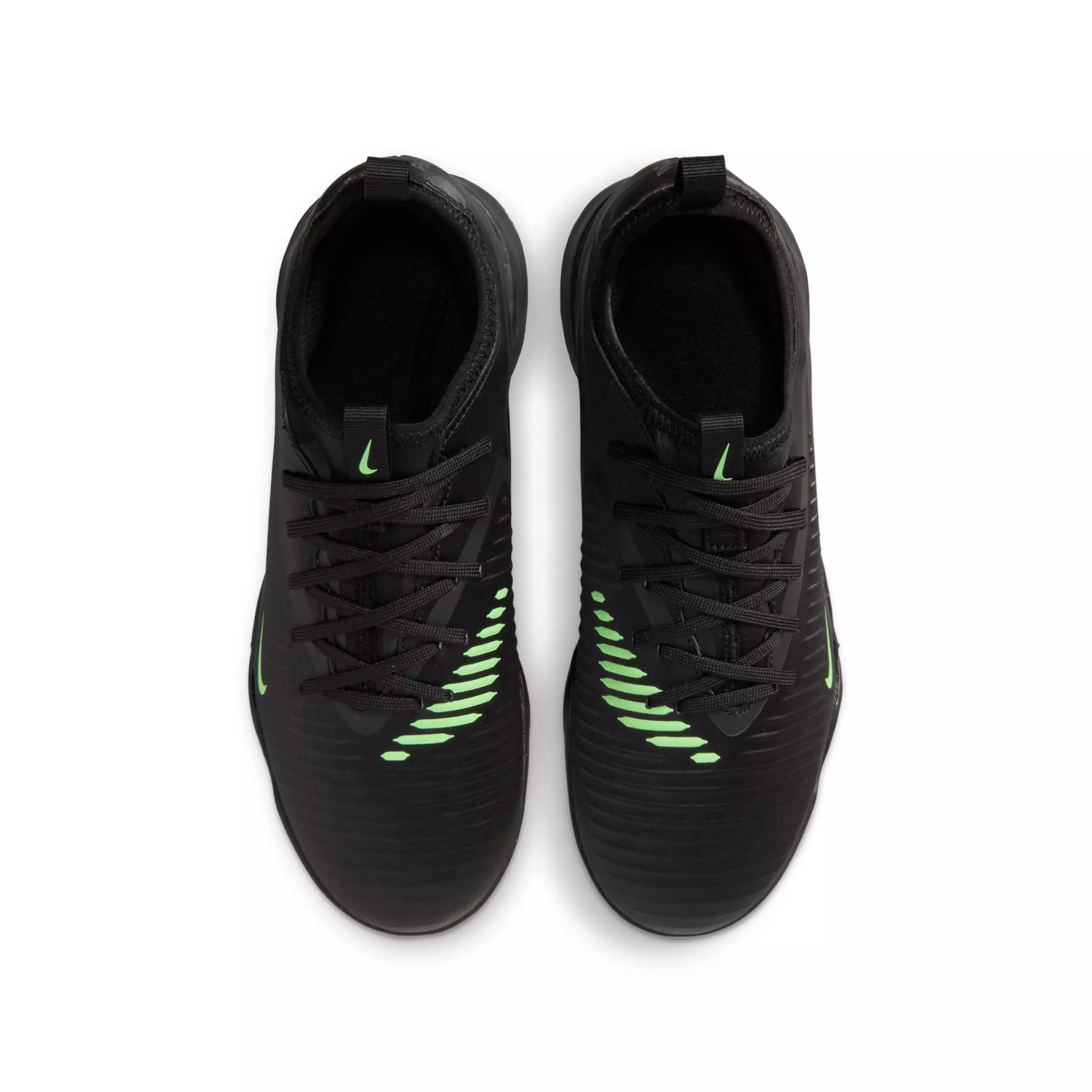 Nike Phantom 6 Low Academy Turf "Black/Black/Illusion Green" Grade School Kids' Soccer Shoe - BLACK/BLACK/GREEN