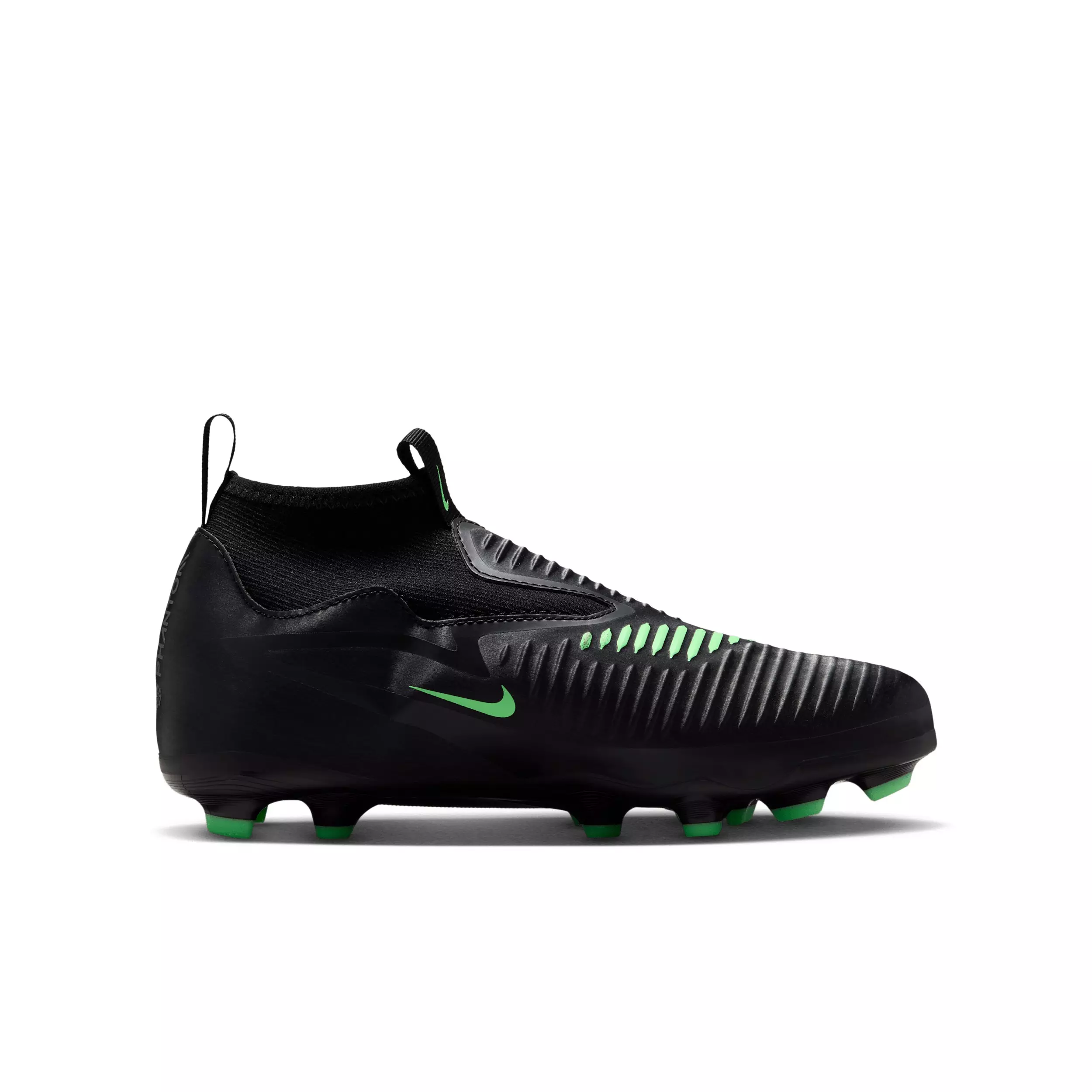 Nike Phantom 6 High Academy MG "Black/Black/Illusion Green" Grade School Kids' Soccer Cleat - BLACK/BLACK/GREEN