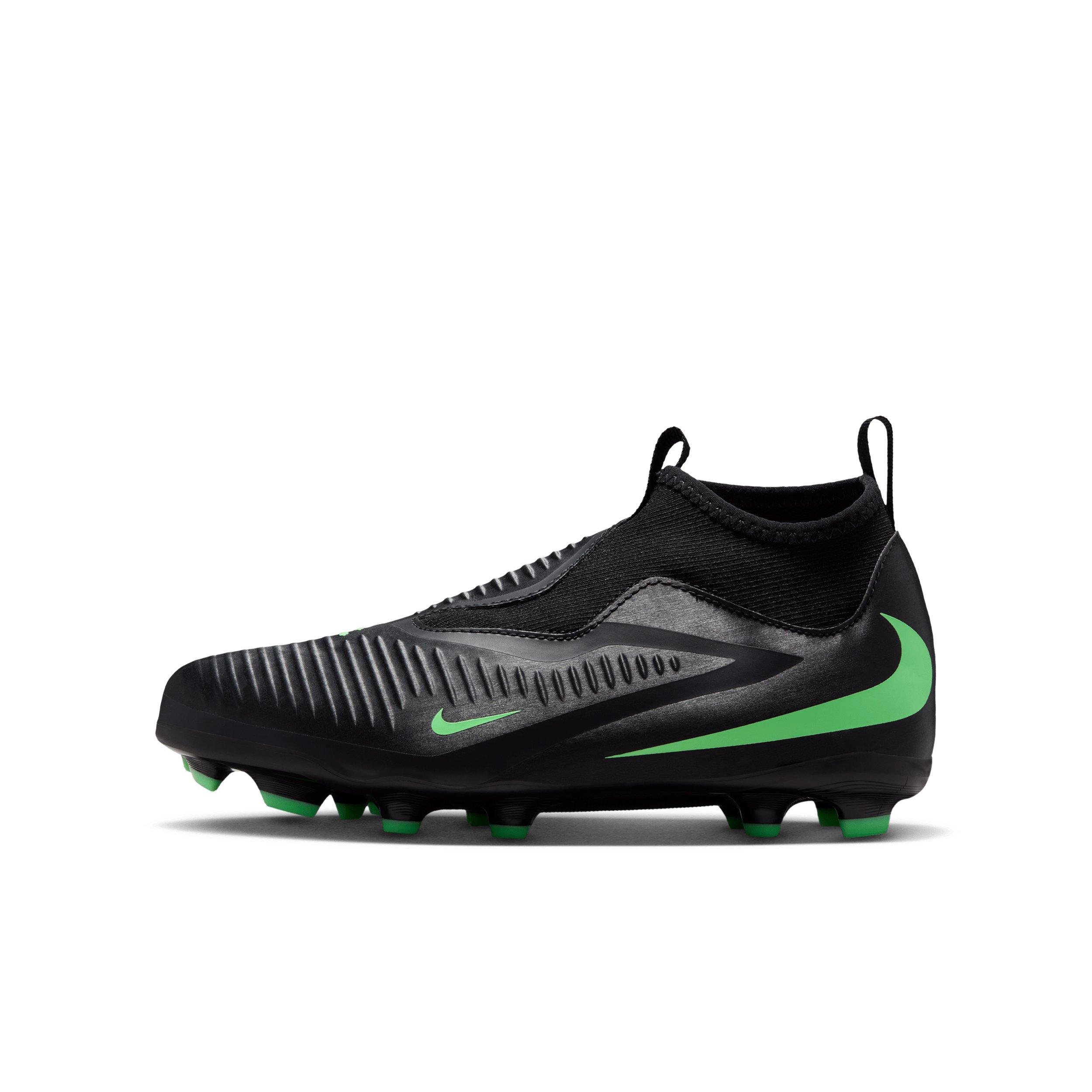 Nike Phantom 6 High Academy MG Grade School Kids' "Black/Black/Illusion Green" Soccer Cleat