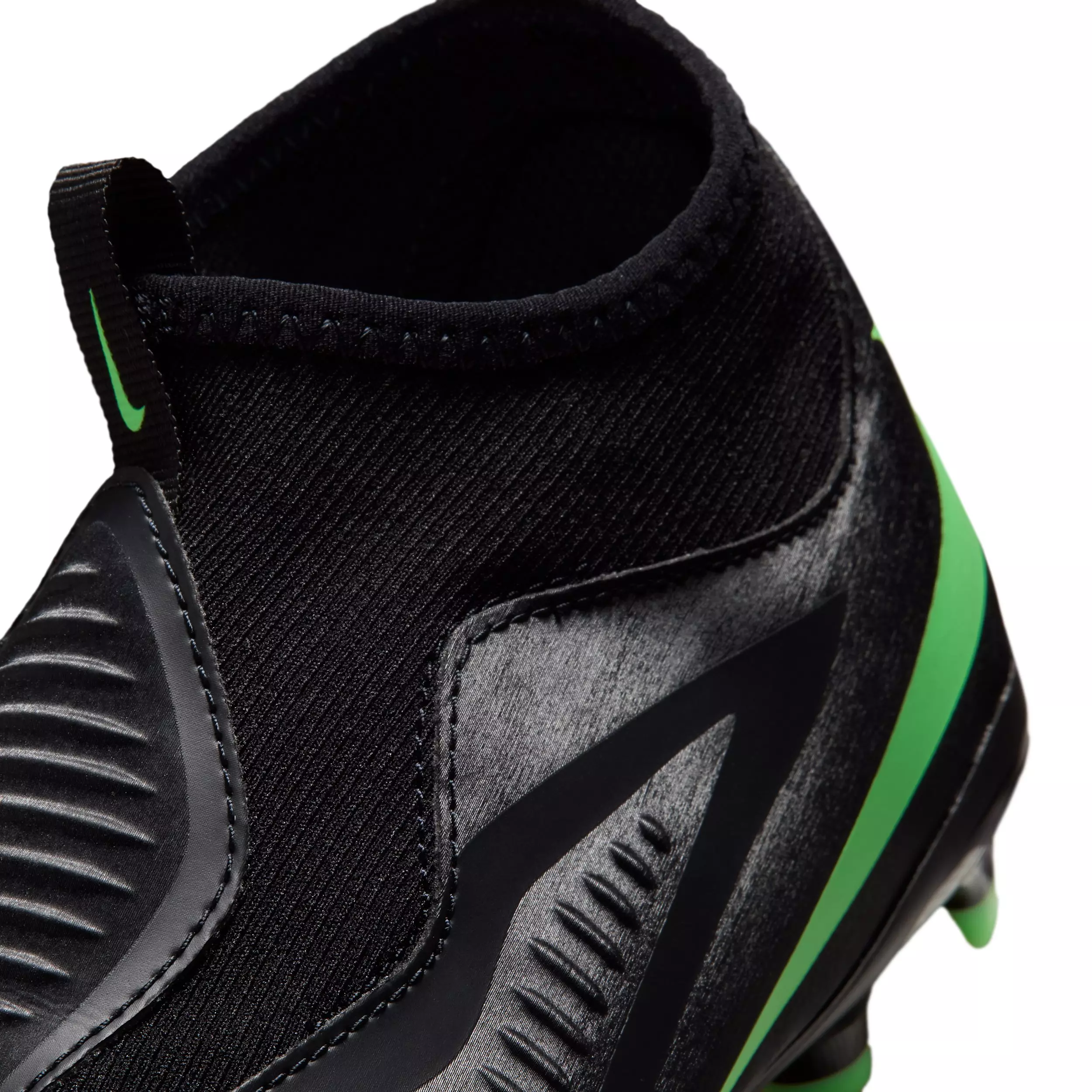 Nike Phantom 6 High Academy MG "Black/Black/Illusion Green" Grade School Kids' Soccer Cleat - BLACK/BLACK/GREEN