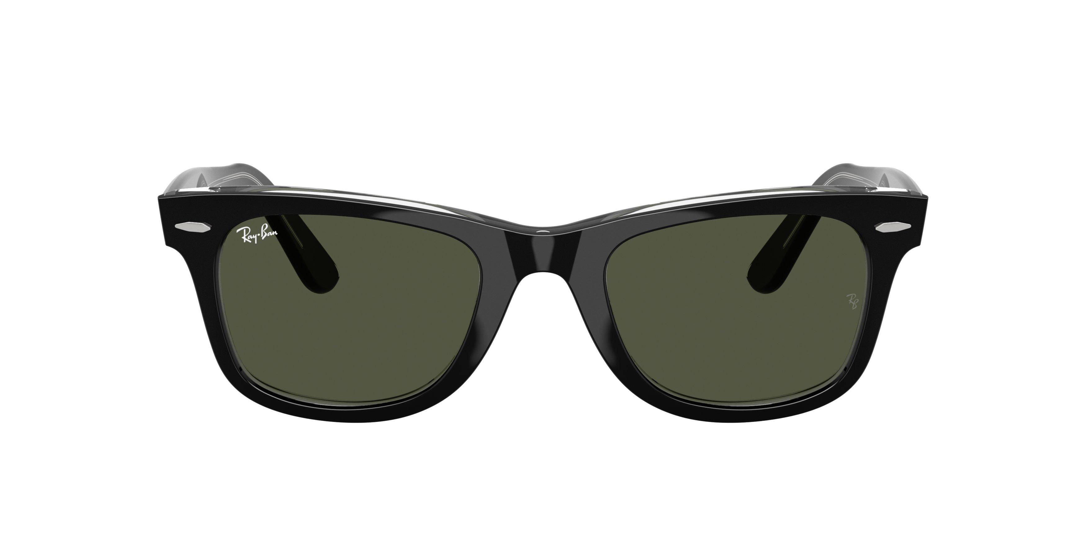 Ray-Ban Original Wayfarer Classic Green Sunglasses &ndash; Black on Transparent - BLACK/GREEN Thumbnail View 2