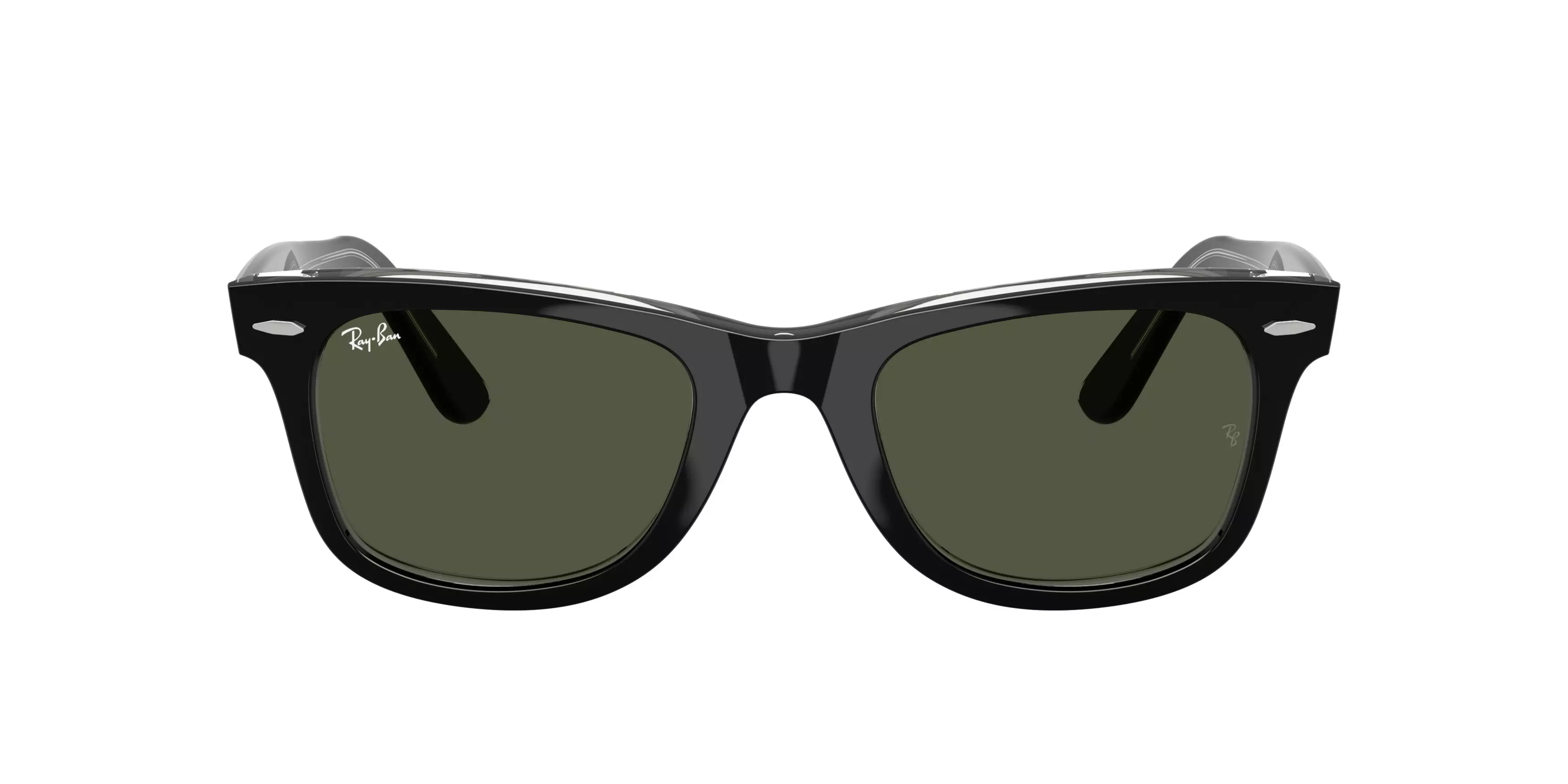 Ray-Ban Original Wayfarer Classic Green Sunglasses – Black on Transparent - BLACK/GREEN