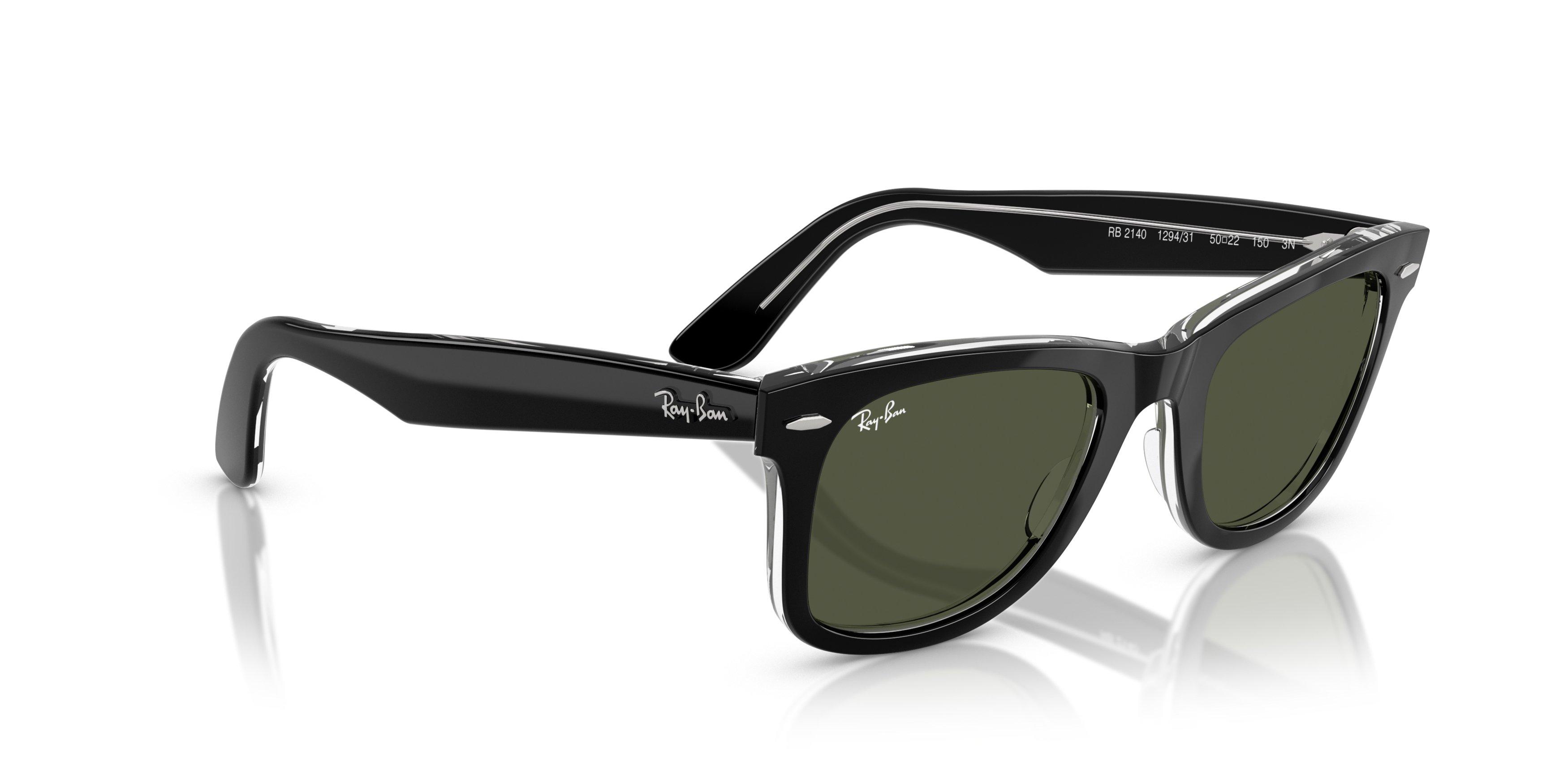 Ray-Ban Original Wayfarer Classic Green Sunglasses &ndash; Black on Transparent - BLACK/GREEN Thumbnail View 4