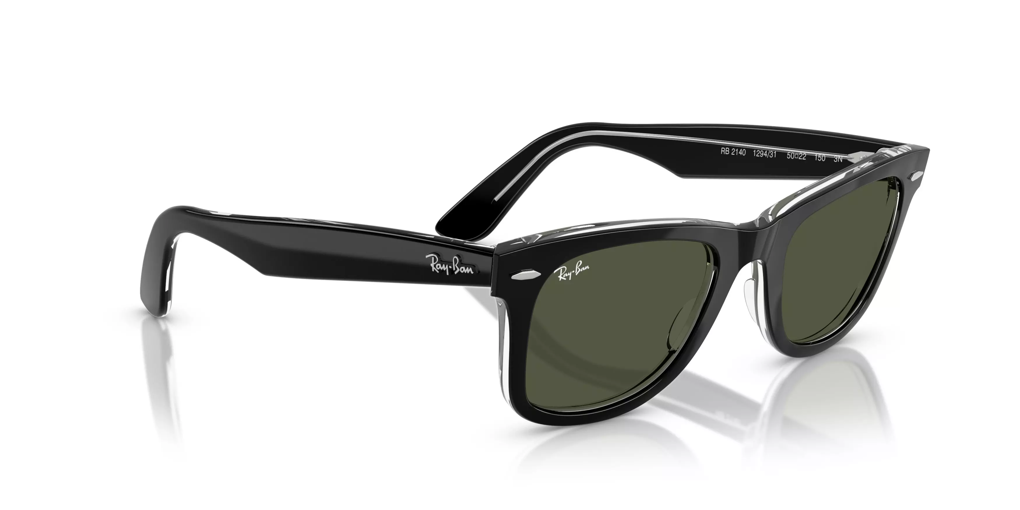 Ray-Ban Original Wayfarer Classic Green Sunglasses – Black on Transparent - BLACK/GREEN