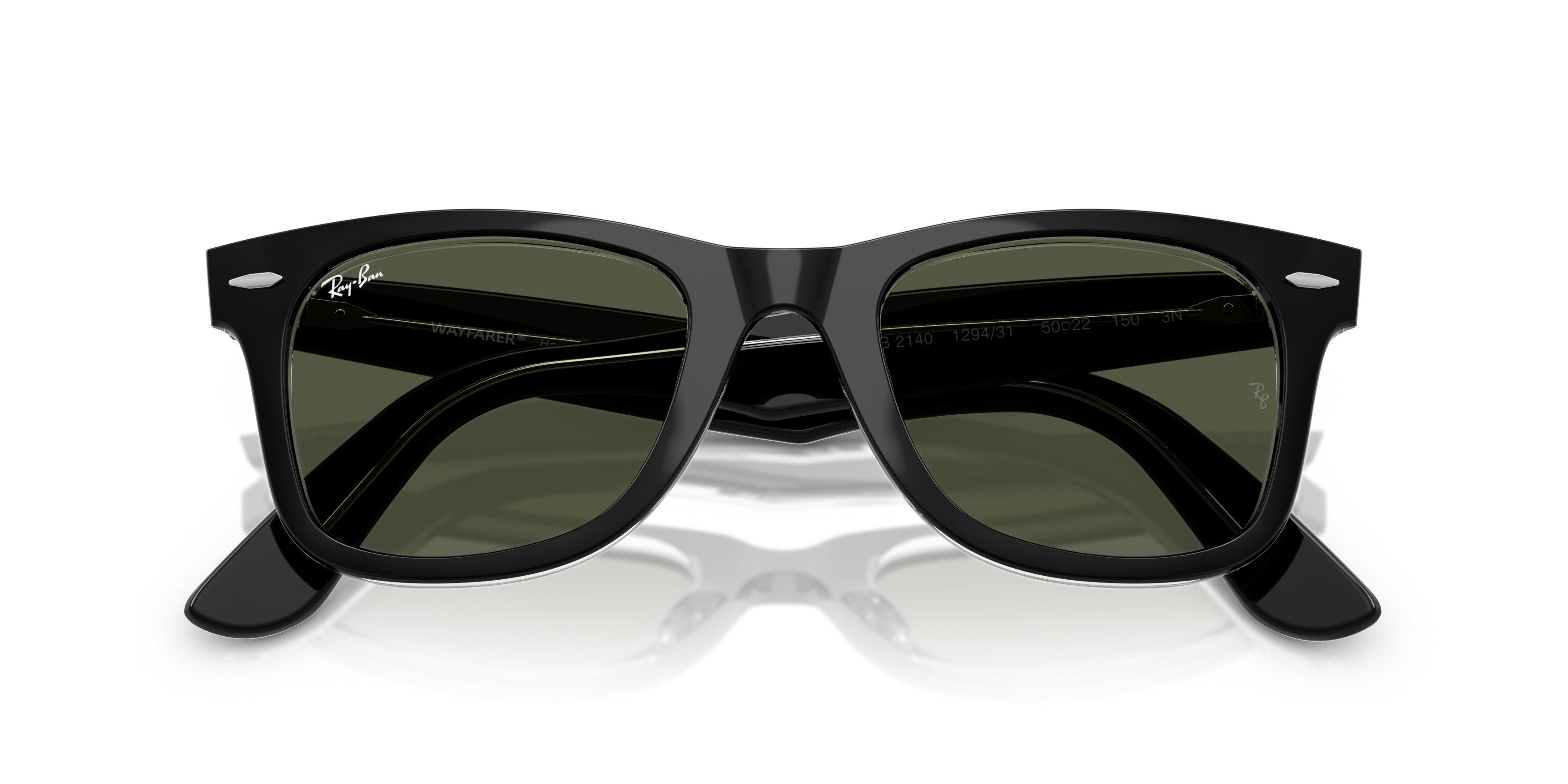 Ray-Ban Original Wayfarer Classic Green Sunglasses &ndash; Black on Transparent - BLACK/GREEN Thumbnail View 6