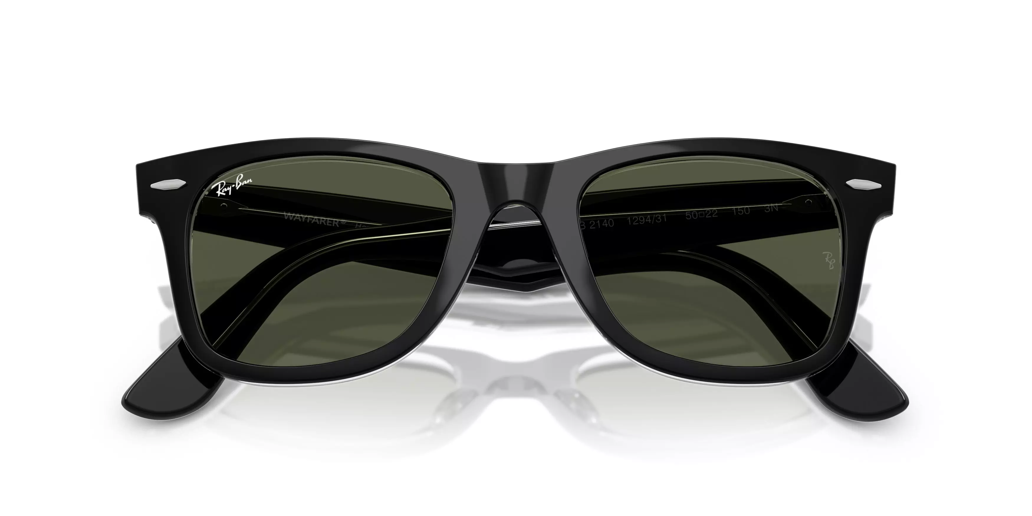 Ray-Ban Original Wayfarer Classic Green Sunglasses – Black on Transparent - BLACK/GREEN