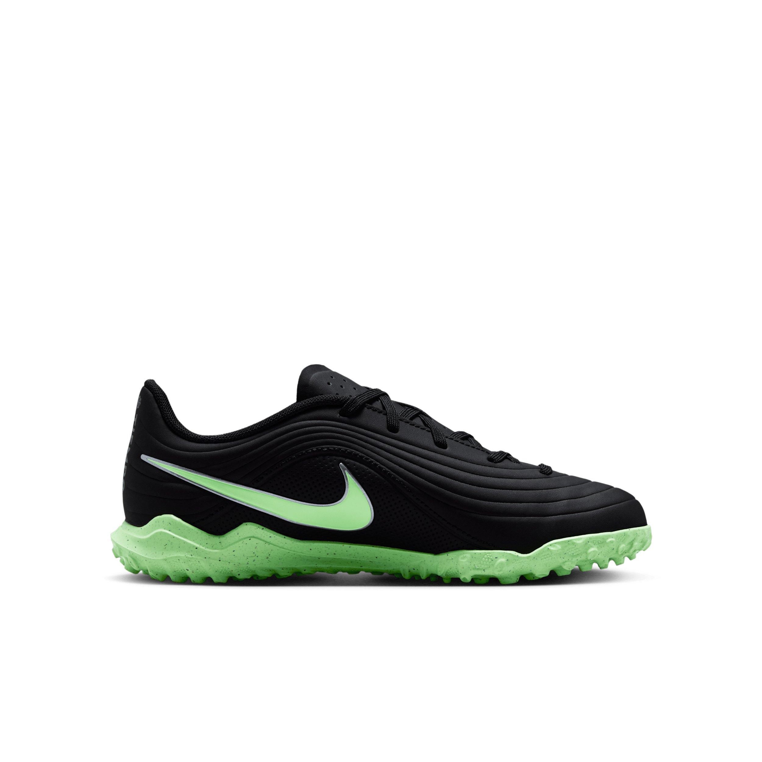 Nike Tiempo Maestro Club Turf Grade School Kids' "Black/Black/Illusion Green" Soccer Shoe