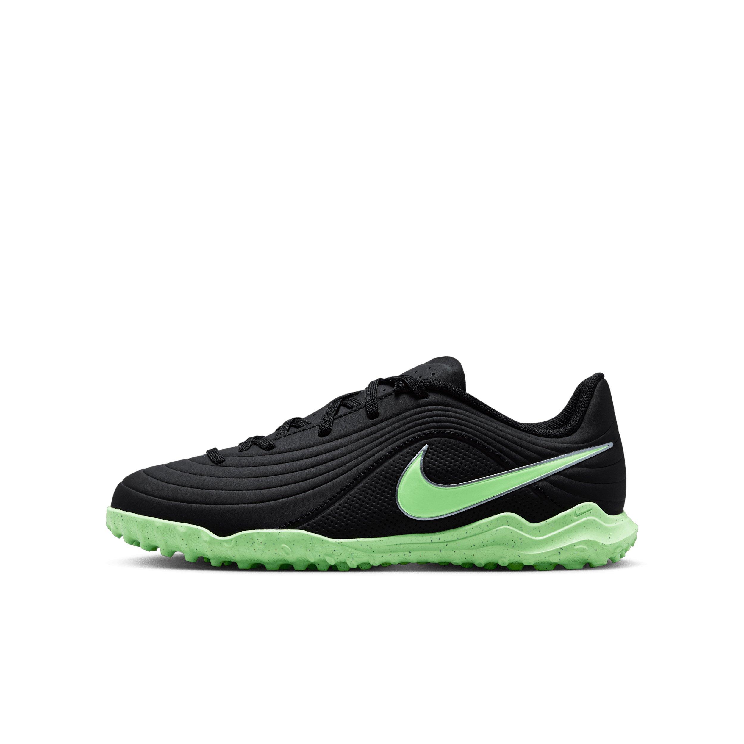 Nike Tiempo Maestro Club Turf Grade School Kids' "Black/Black/Illusion Green" Soccer Shoe