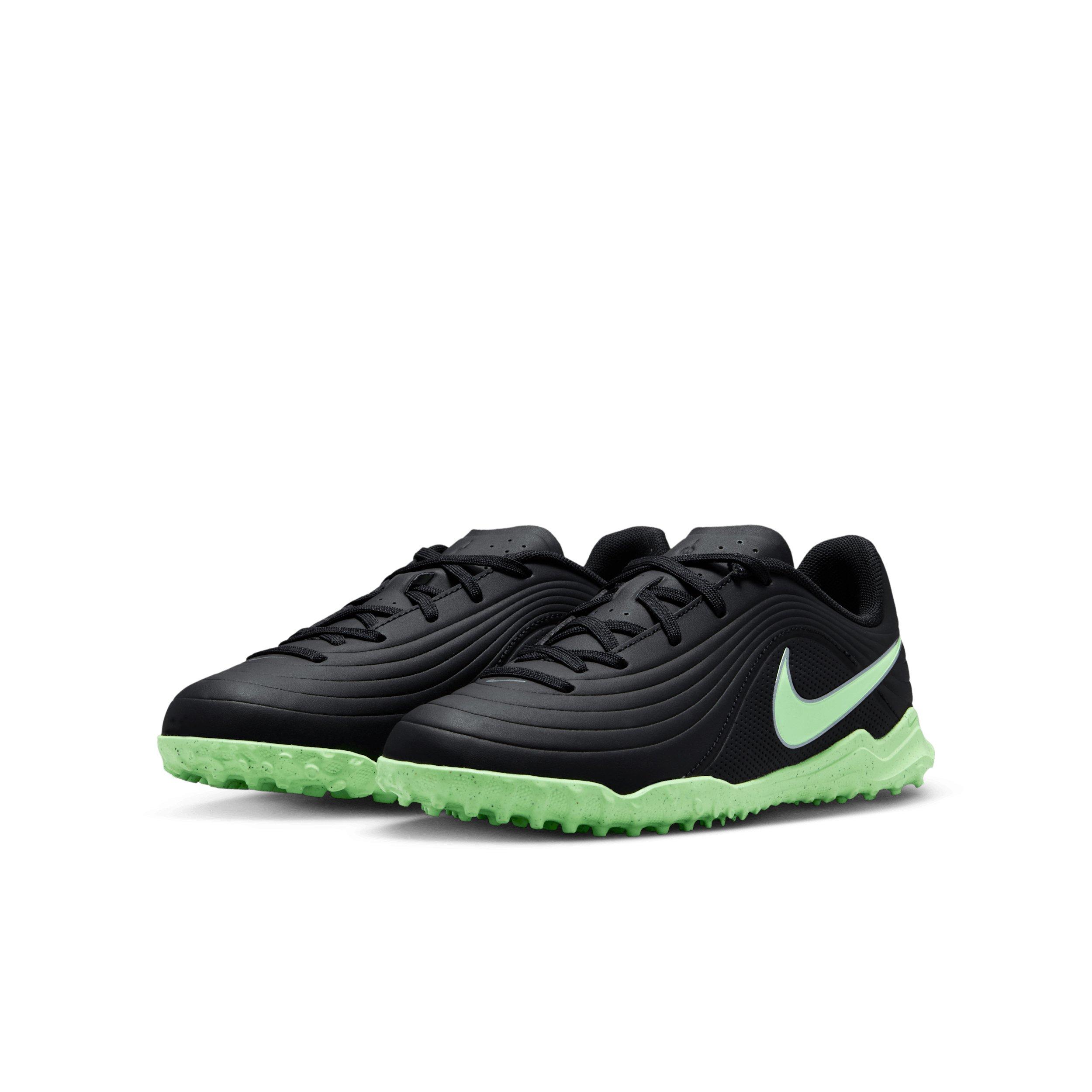 Nike Tiempo Maestro Club Turf "Black/Black/Illusion Green" Grade School Kids' Soccer Shoe - BLACK/BLACK/GREEN Thumbnail View 3
